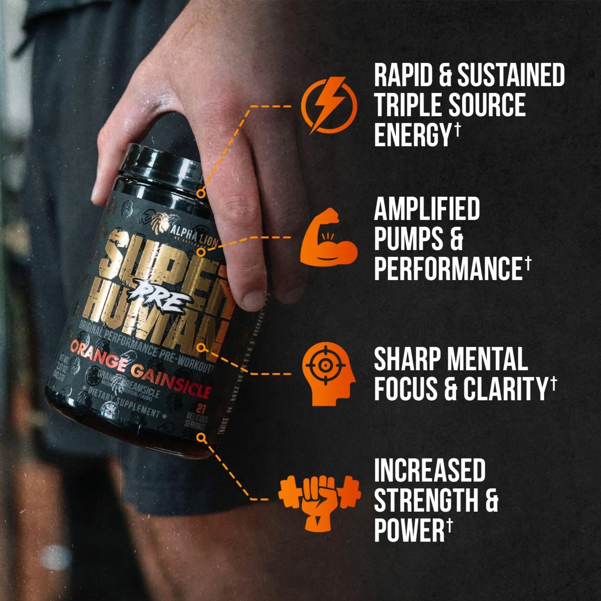 ALPHA LION Superhuman Pre Workout Powder, Beta Alanine, L-Taurine & Tri-Source ALPHA LION Au supplements