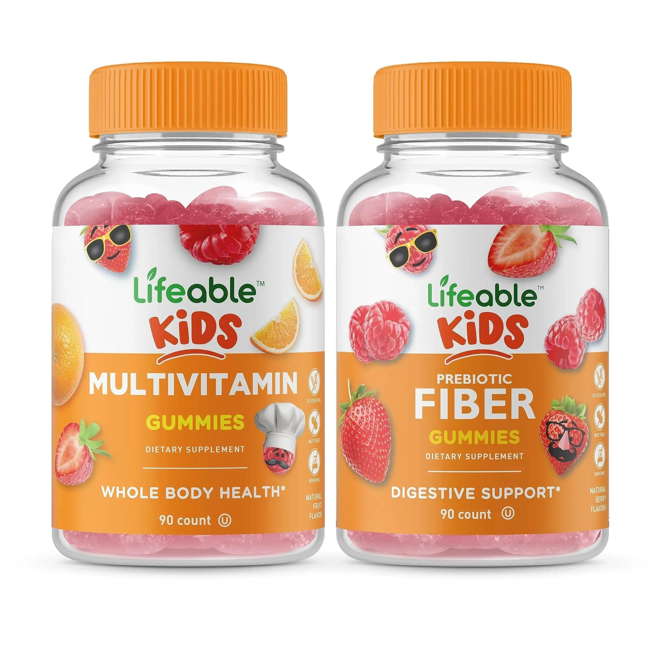 Lifeable Multivitamin Kids + Prebiotic Fiber Kids, Gummies Bundle - Great Tasting, Vitamin Supplement Lifeable Au supplements