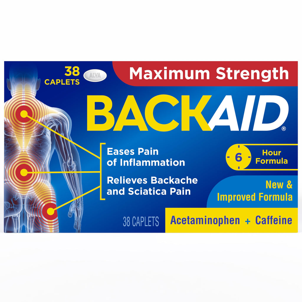 Backaid Maximum Strength Aspirin-Free Pain Relief from Backache, Sciatica and Leg Pain, Powerful Combination, Long-Lasting 6 Hour Formula, 38 Count Backaid Au supplements