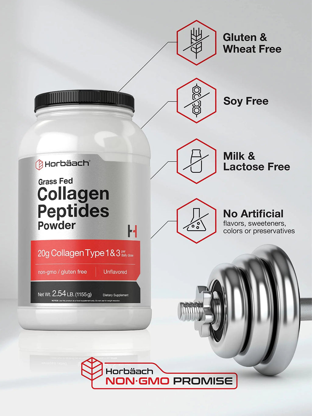 Collagen Peptides Powder 40 oz | Unflavored | Type 1 and 3 | Hydrolyzed Protein Collagen Horbäach Au supplements