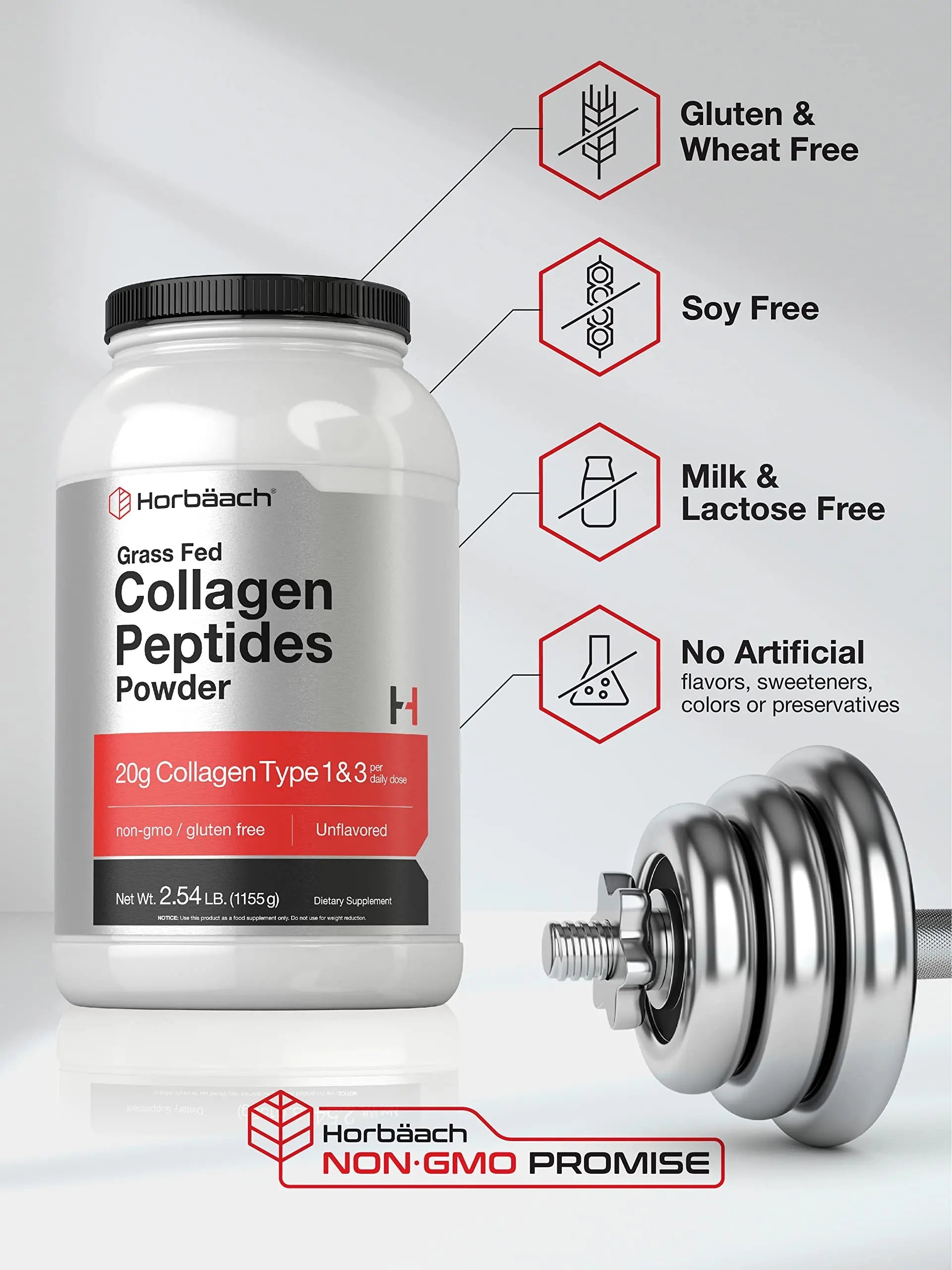 Collagen Peptides Powder 40 oz | Unflavored | Type 1 and 3 | Hydrolyzed Protein Collagen Horbäach Au supplements