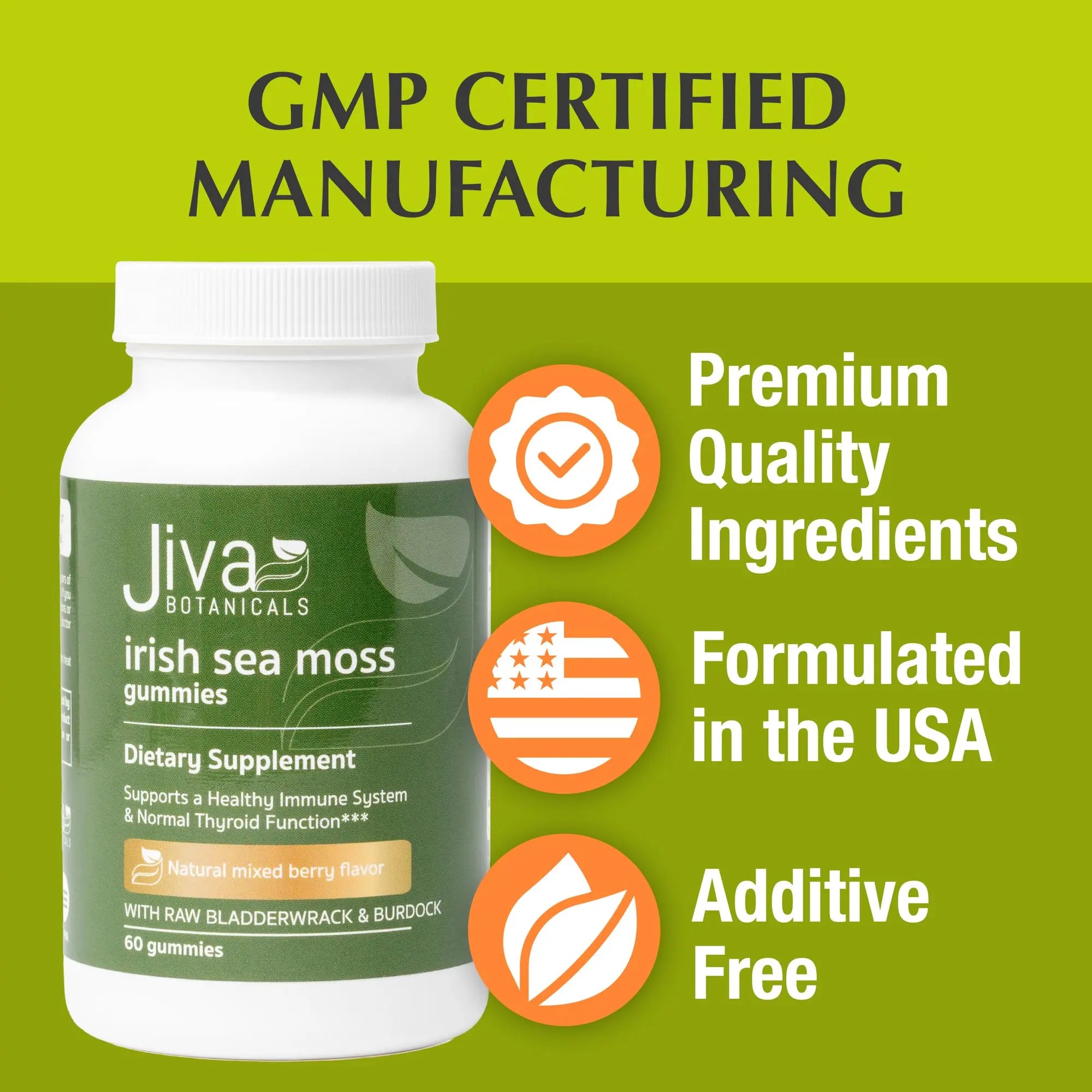 Jiva Botanicals - Irish Sea Moss Gummies with Bladderwrack & Burdock Root 3000mg Jiva Botanicals Au supplements