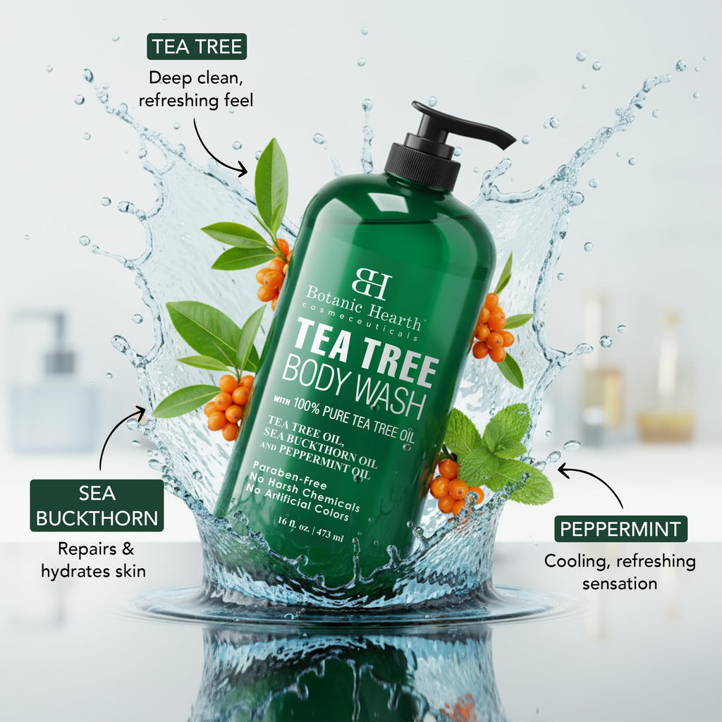 Botanic Hearth Tea Tree Body Wash -16 fl oz- All-Natural Antifungal & Odor-Control Shower