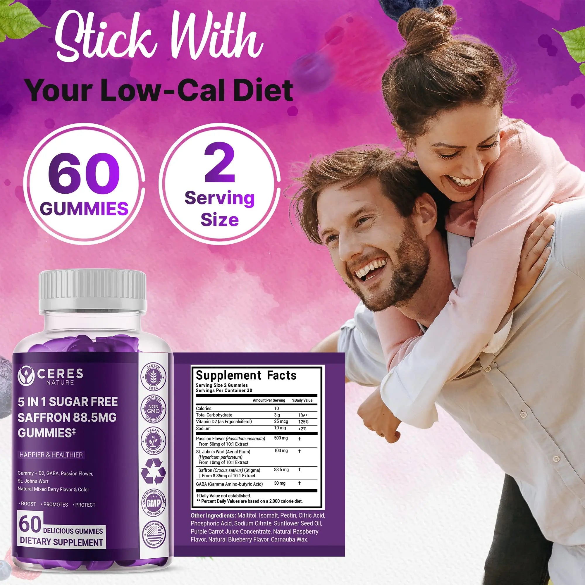 Premium Saffron Extract 88.5mg** Gummy - Appetite Control, Eye Support, Boost Energy Ceres Nature Au supplements