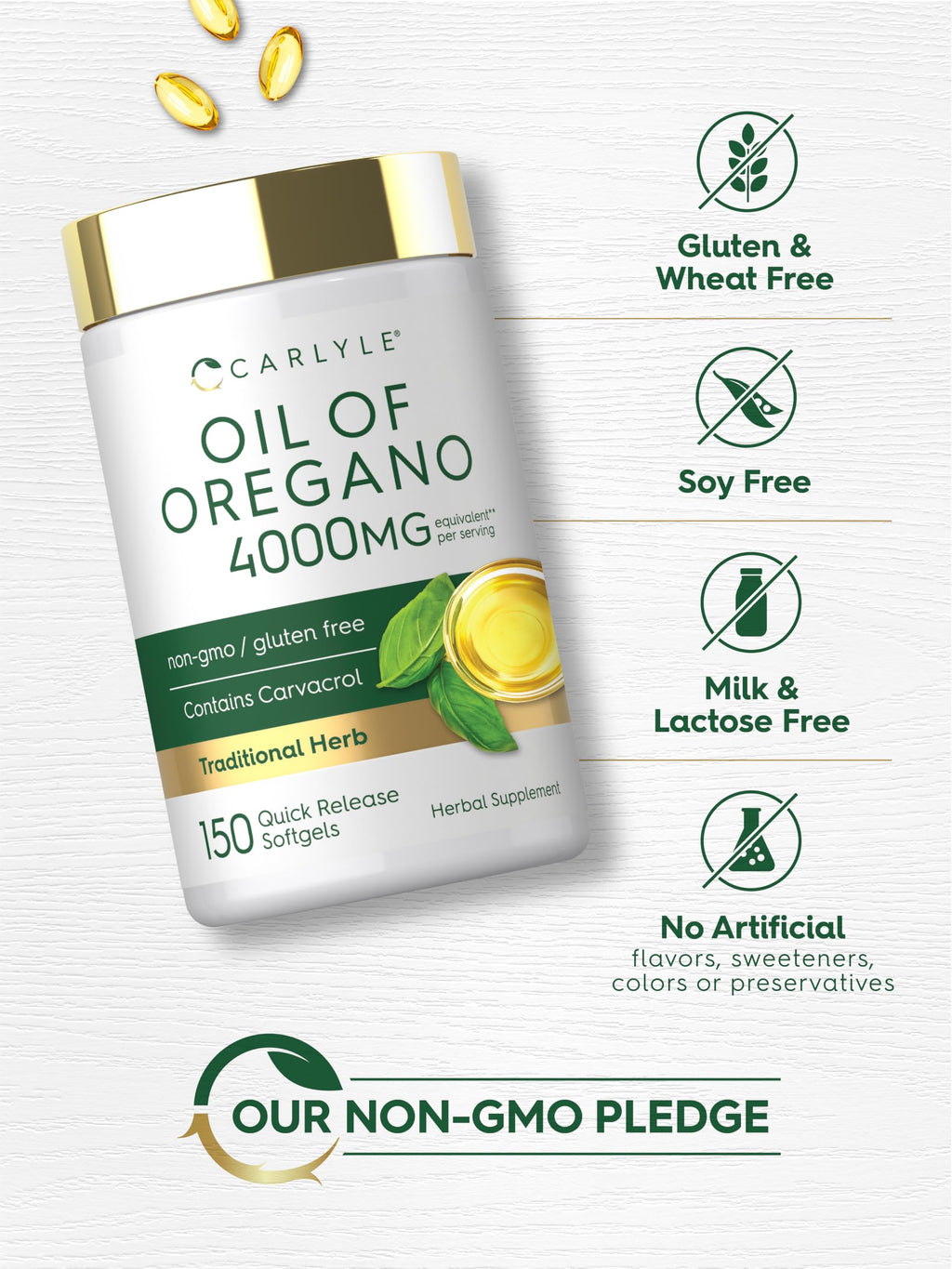 Carlyle Oregano Oil Supplement | 150 Softgel Capsules | Contains Carvacrol | Non-GMO & Gluten Free Formula