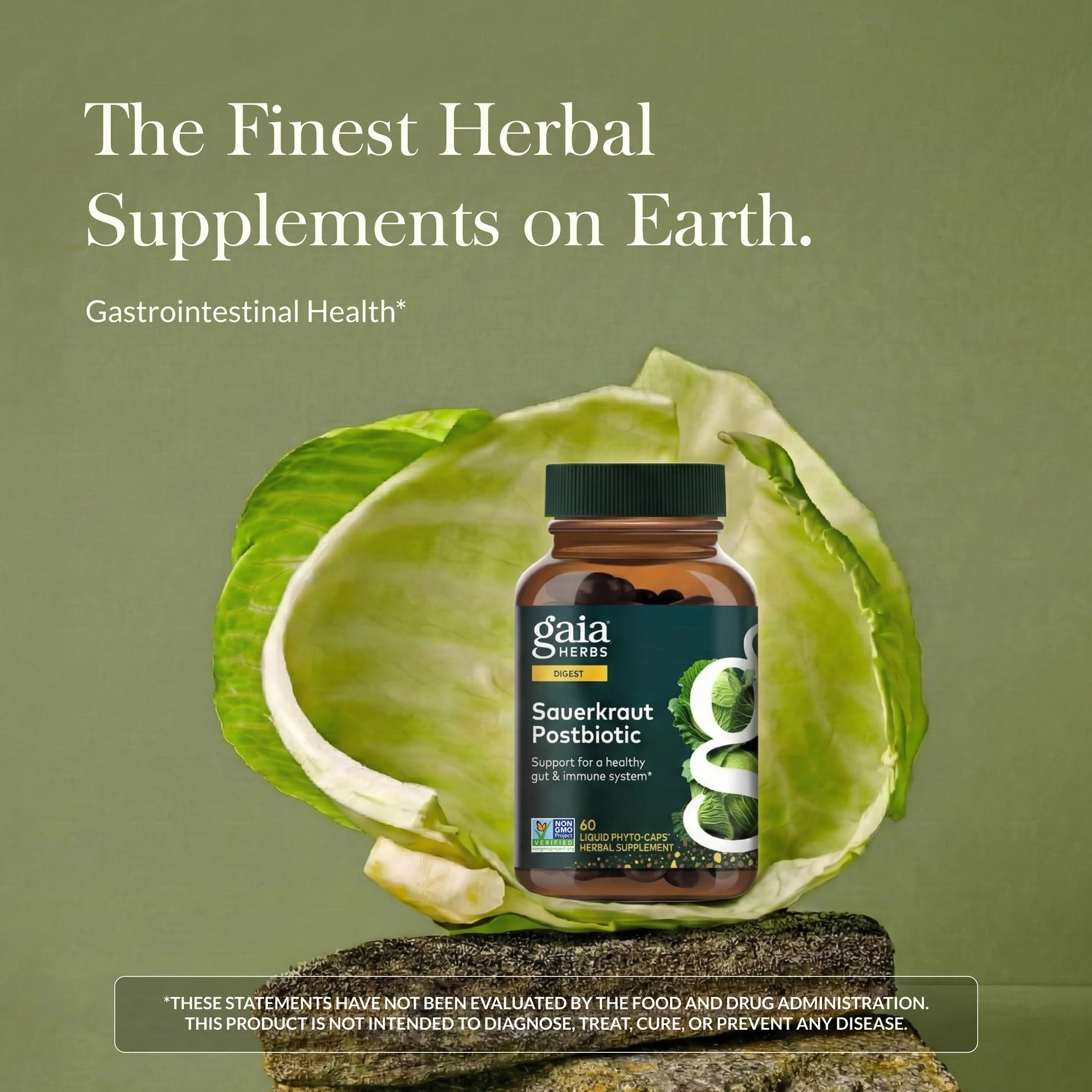 Gaia Herbs Sauerkraut Postbiotic - Gut Health & Immune Support Supplement* - Made with Fermented Sauerkraut - Free from Dairy, Soy & Gluten - 60 Vegan Liquid Phyto-Caps (30 Servings) Gaia Herbs Au supplements