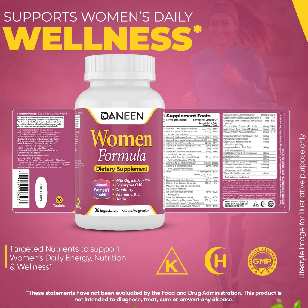 DANEEN Daily Multivitamin for Women - 36 Essential Ingredients - 90 Tablets - Vitamins for Women Multivitamin DANEEN Au supplements