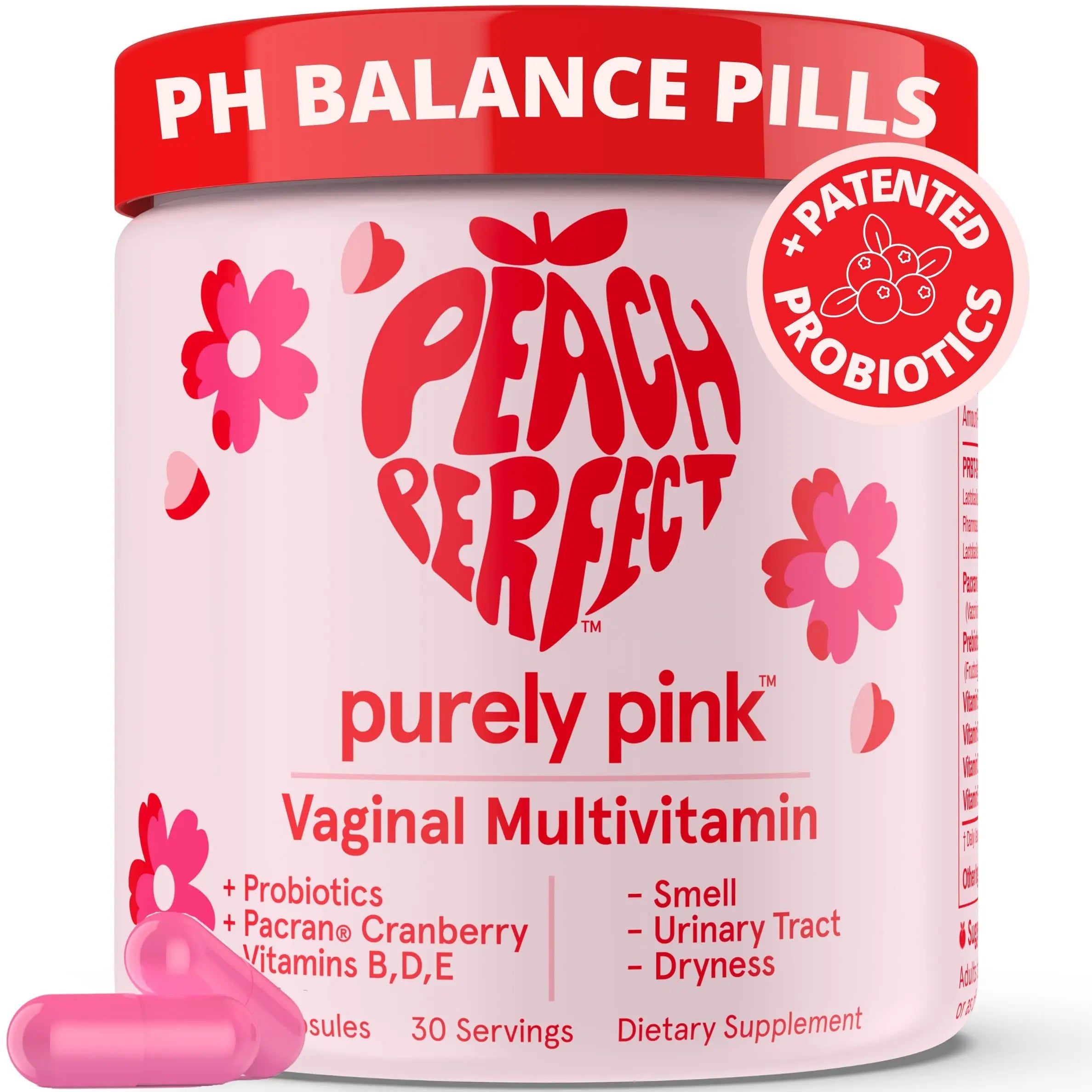 Purely Pink Prebiotic Probiotic Blend for Vaginal Health - Promote pH Balance, Healthy Flora and Odor Peach Perfect Au supplements