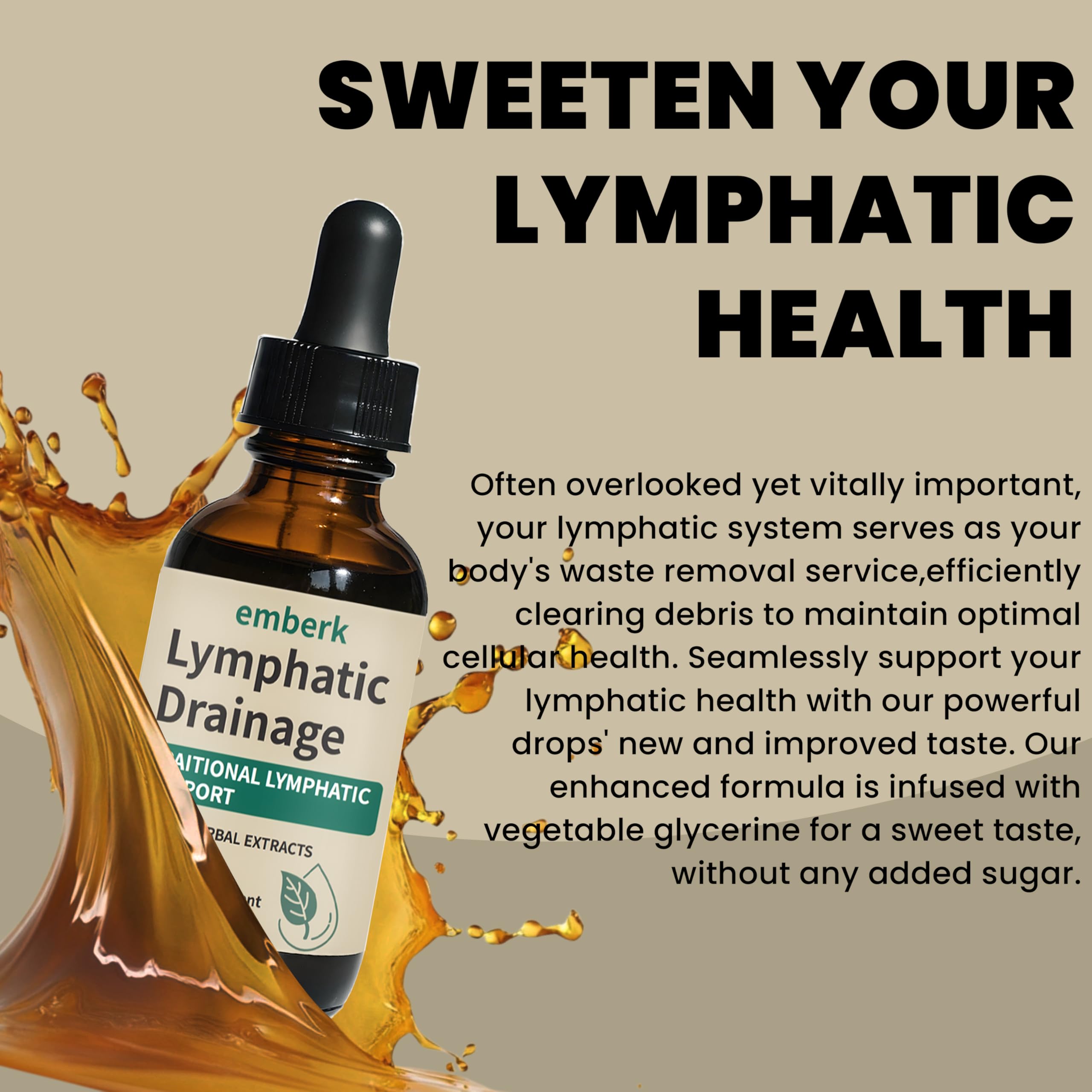 Lymphatic Drainage Drops, 2000mg Herbal Blend with Elderberry & Echinacea Dandelion，– Supports Lymphatic Drainage