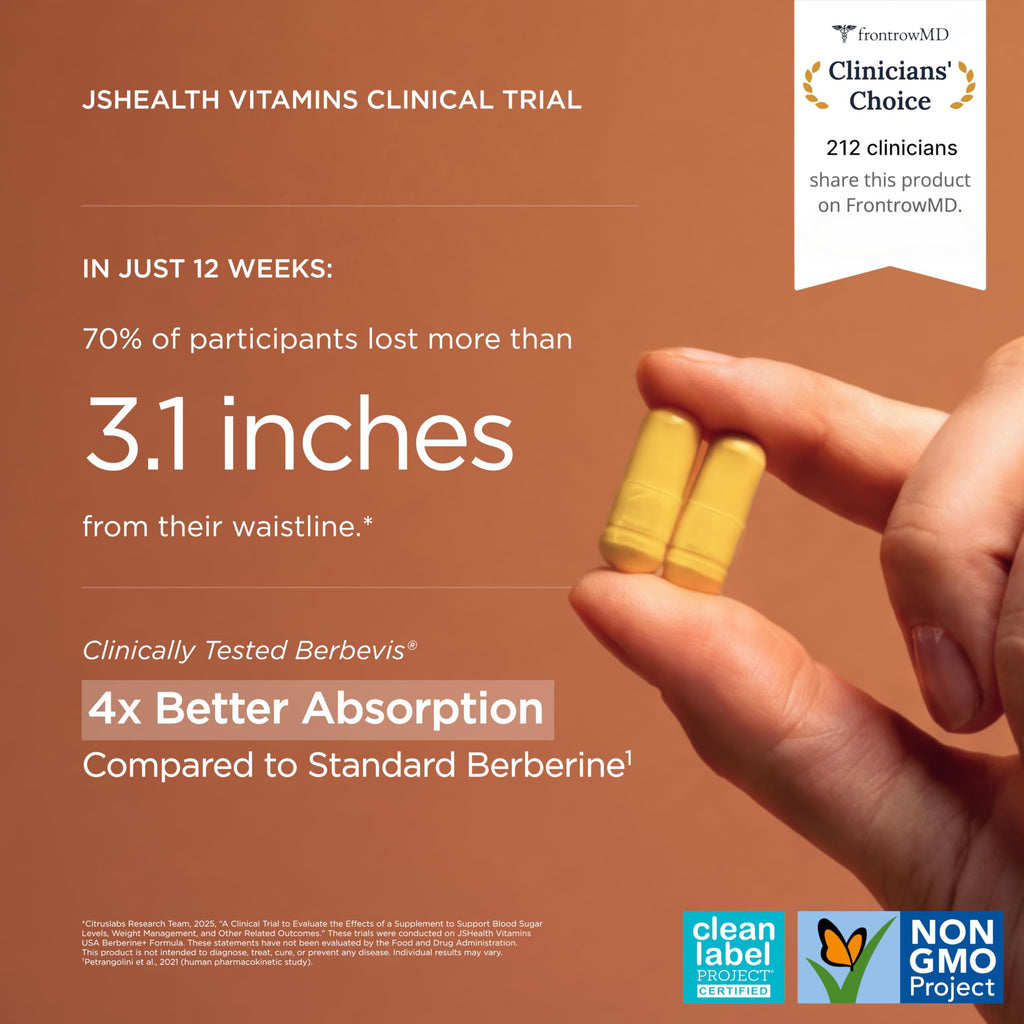 JSHealth Supplement with Berbevis for Metabolic Health Support. Higher Strength for Blood Sugar Already in the Normal Range and Body Composition