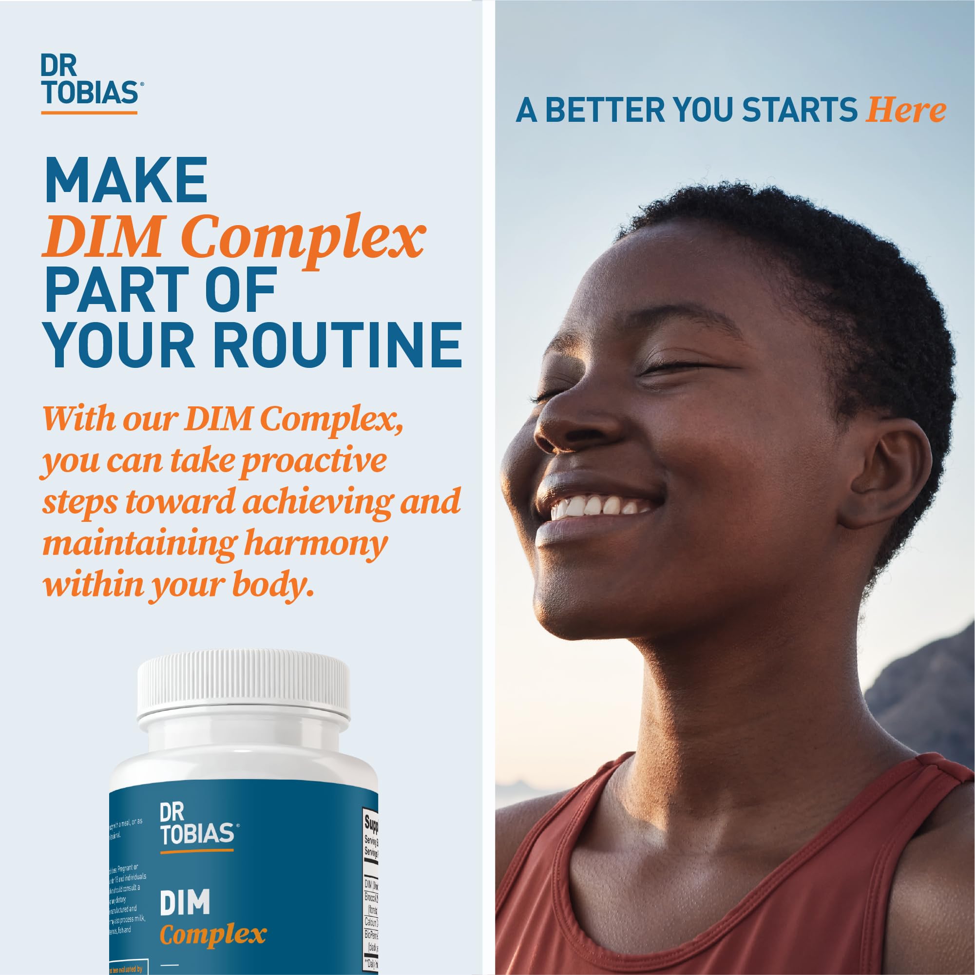 Dr. Tobias DIM Complex, Hormone Balance for Women & Men, DIM Supplement with BioPerine, Broccoli Extract & Calcium D-Glucarate Estrogen Detox Balance Complex, Non-GMO, Vegan, 60 Capsules Dr. Tobias Au supplements
