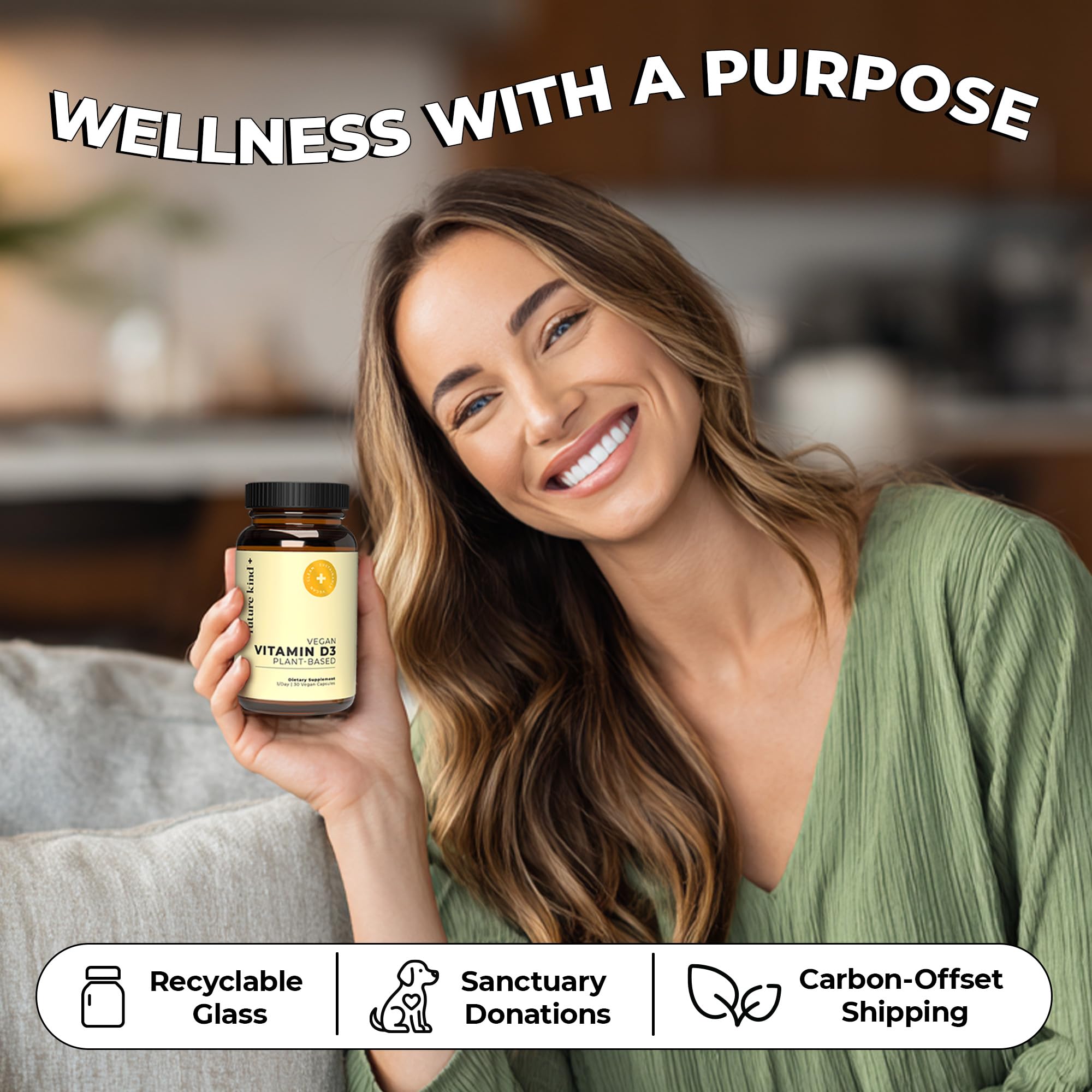 Future Kind Vitamin D3 2500 IU for Bone and Muscle Function, Vitamin D Vegan Supplement from Plant Lichen, Non-GMO, Sugar Free, Pure Vitamin D3, Promotes Natural Resilience, 30 Capsules Future Kind Au supplements