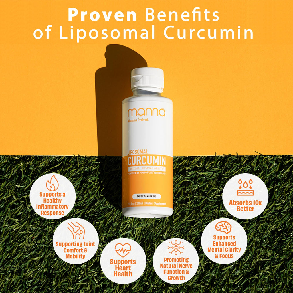 Manna Vitamins Evolved Liposomal Liquid Curcumin for Advanced Absorption Best Turmeric Supplement for Daily Joint & Immune Health Support - Vegan, Non-GMO, 95% Curcuminoids (1 Pack) Manna Vitamins Evolved Au supplements