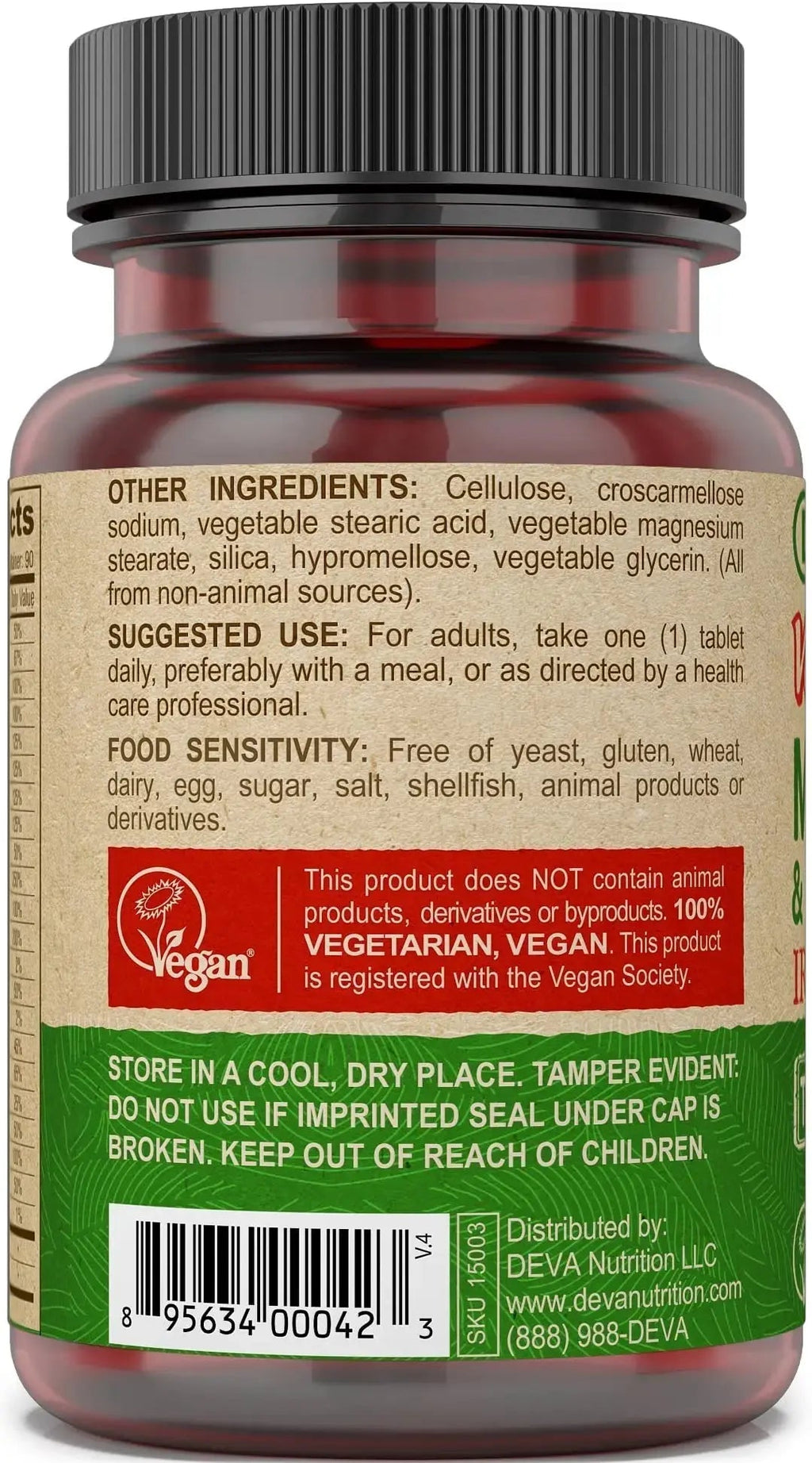 DEVA Vegan Iron-Free Multivitamin & Mineral Supplement, Vitamin C, D2, E & B-Complex, Biotin, 90 Tiny Tablets DEVA Au supplements