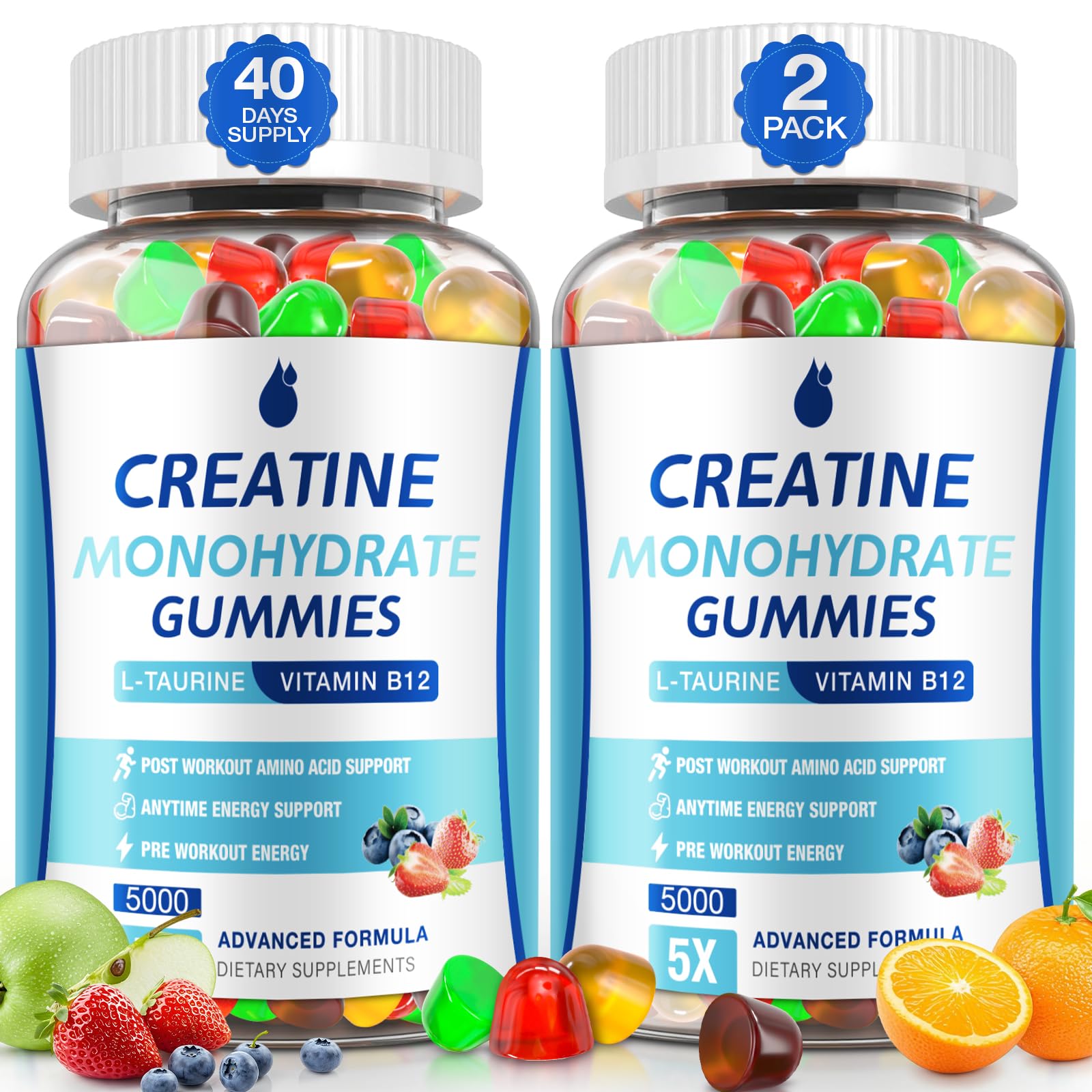 MaxHemp Creatine Gummies for Men & Women - Creatine Monohydrate Gummies 5g, Muscle Builder, Energy Boost & Pre-Workout Supplement,