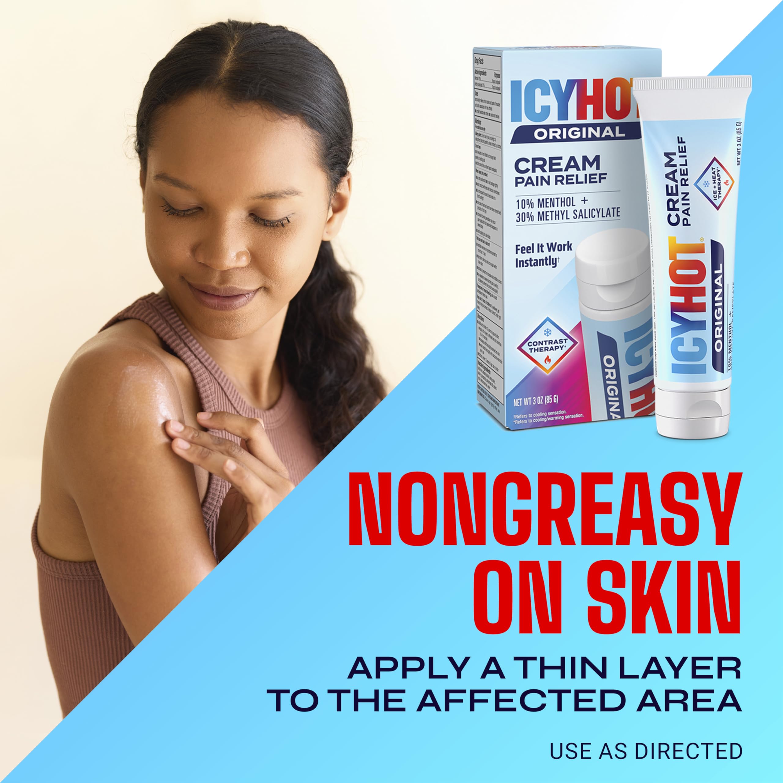Icy Hot Original Pain Relief Cream, Fast-Acting Pain Relief with Menthol 10% and Methyl Salicylate 30%, Ice and Heat Contrast Therapy for Backaches, Joints, Muscle Strains and Arthritis, 3 oz Icy Hot Au supplements