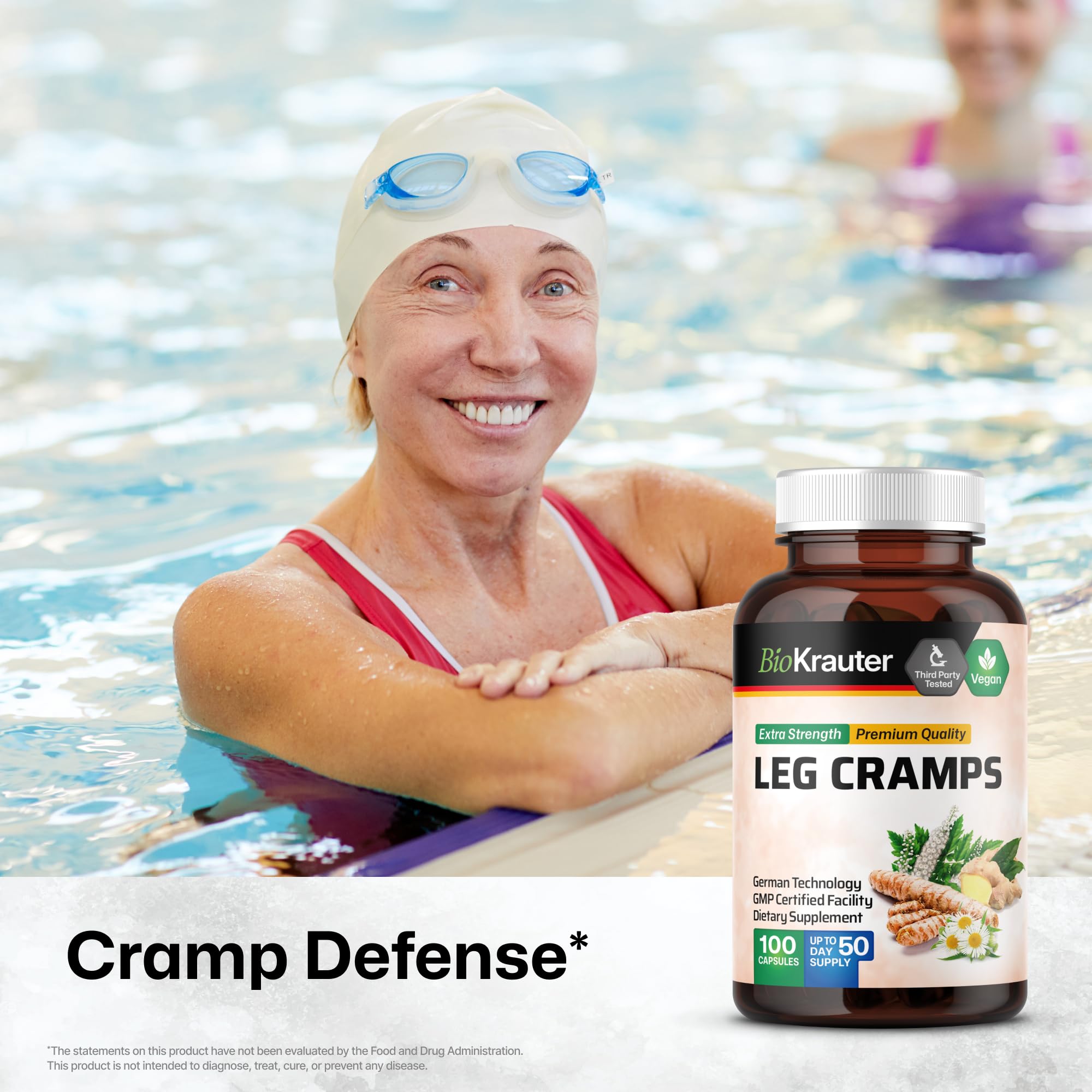 BIO KRAUTER® Magnesium Glycinate for Leg Сramps & Relax - 5-in-1 Formula Magnesium Glycinate 400mg with Turmeric, Black Cohosh, Ginger, Chamomile 1200 mg 100 Caps - No Fillers, Non-GMO, 50-Day Supply BIO KRAUTER Au supplements