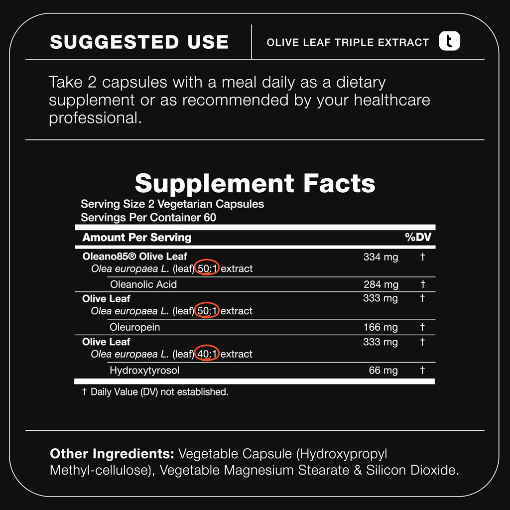 Toniiq 46,620 mg Olive Leaf Extract Complex – with 85% Oleanolic Acid, 50% Oleuropein & 20% Hydroxytyrosol - 50:1 Extract Ratio – 1000mg Extract Per Serving – Third-Party Tested – 120 Capsules Toniiq Au supplements