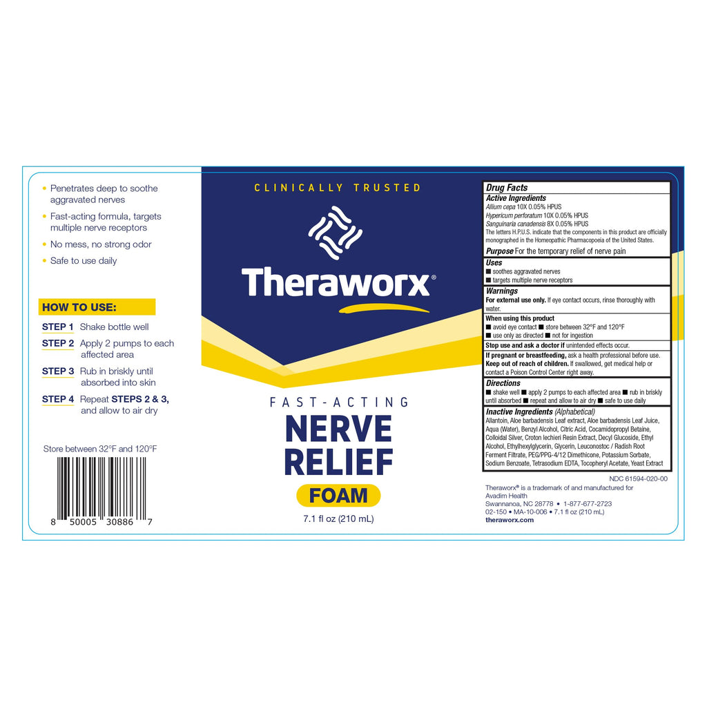 Theraworx Fast-Acting Nerve Relief Foam Aggravated Nerve Discomfort Relief - 7.1 oz - 1 Count Theraworx Au supplements