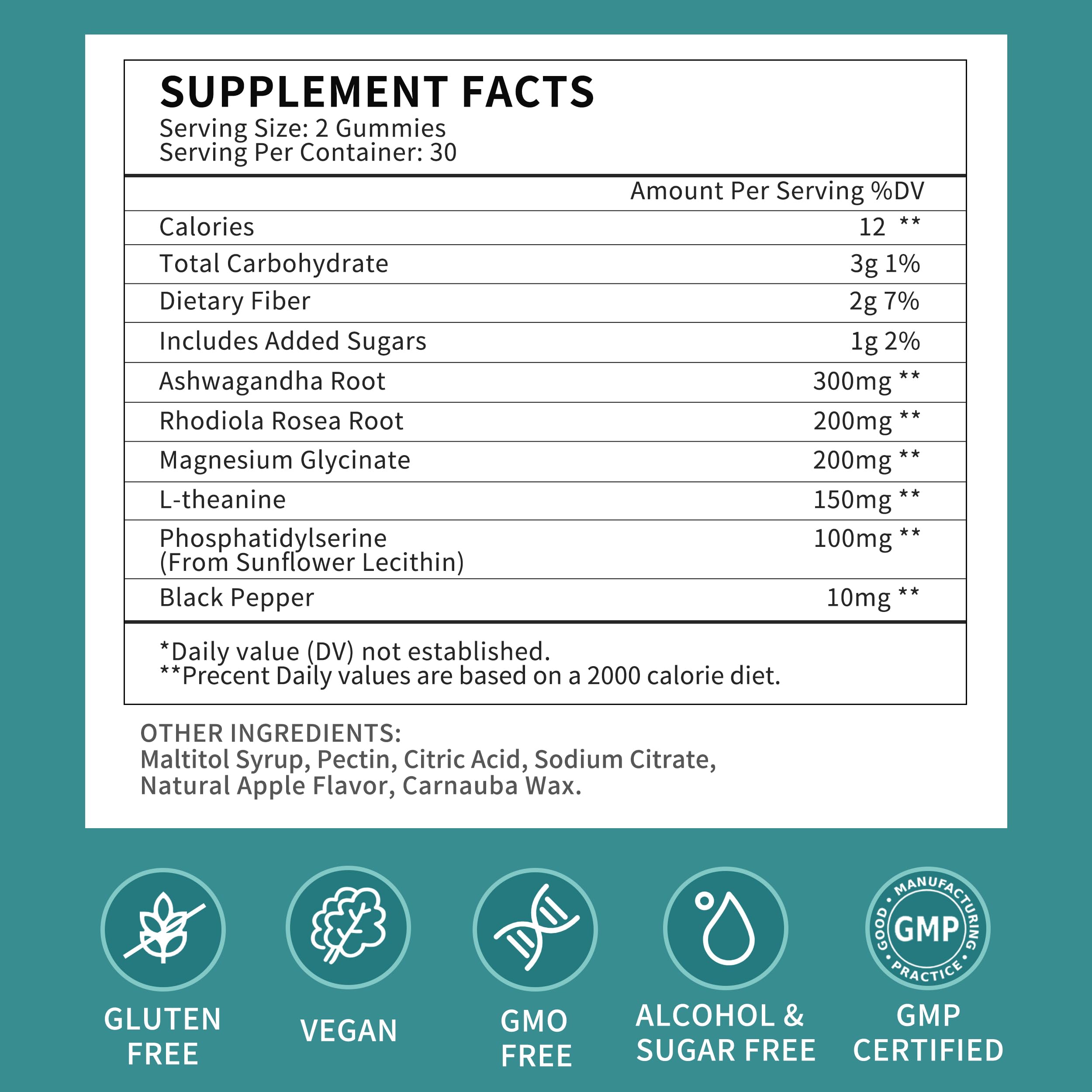 Cortisol Supplements Gummies for Women, Cortisol Reducer w.Ashwagandha Rhodiola Rosea Magnesium L-Theanine Phosphatidylserine Black Peper, Hormone Balanced & Lower Cortisol - 30 Day Vegan Supply Herbance Au supplements
