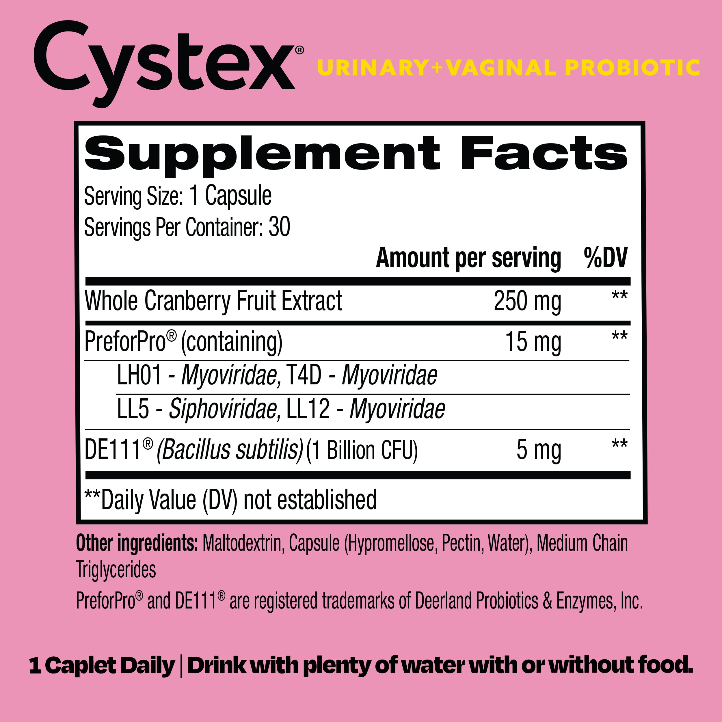 Cystex 3-in-1 Urinary Tract Probiotic for Women - Fast-Acting UTI & Yeast Infection Support with Prebiotics, Probiotics, & Cranberry - Supports Vaginal pH & Flora Balance - 30 Capsules Cystex Au supplements