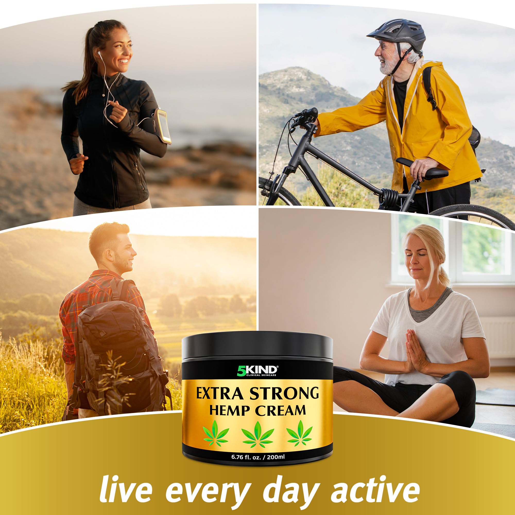 5kind Extra Strong Hemp Cream 6.76 fl oz - Maximum Strength - Natural Topical Cream - Muscle Rub for Lower Back, Joints, Neck, Knees, Shoulders 5kind clinical skincare Au supplements