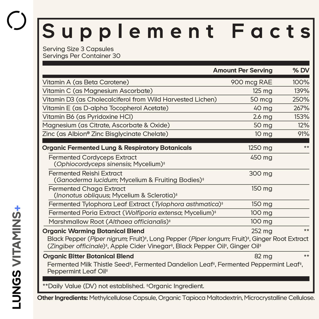 Codeage Lungs Vitamins, A, C, D, E, B6, Milk Thistle Lung Supplement, Zinc & Magnesium, Cordyceps, Reishi, Chaga, Poria, Tylophora, Ginger, Peppermint Leaf Organic Herb Cleanse - Non-GMO - 90 Capsules Codeage Au supplements