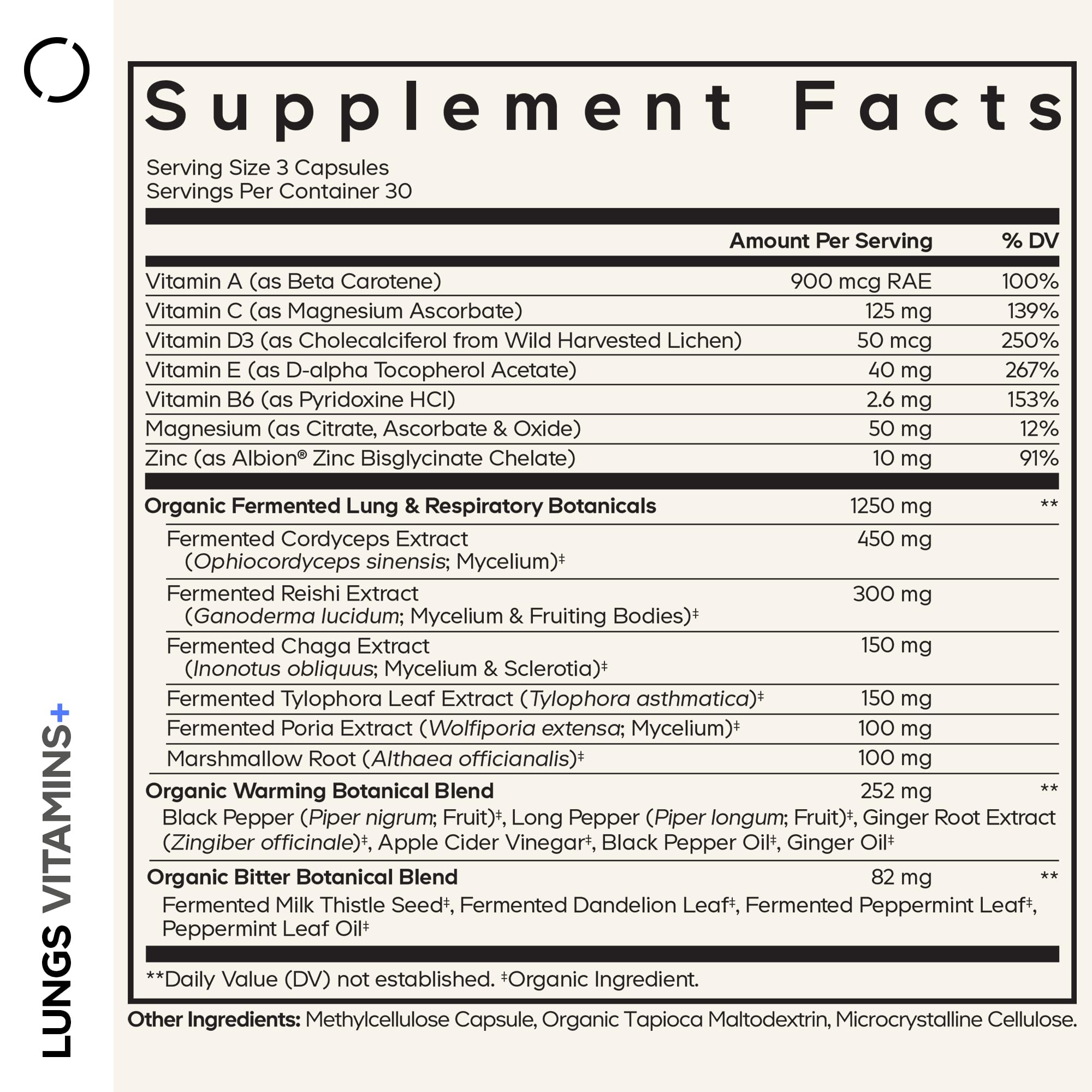 Codeage Lungs Vitamins, A, C, D, E, B6, Milk Thistle Lung Supplement, Zinc & Magnesium, Cordyceps, Reishi, Chaga, Poria, Tylophora, Ginger, Peppermint Leaf Organic Herb Cleanse - Non-GMO - 90 Capsules Codeage Au supplements