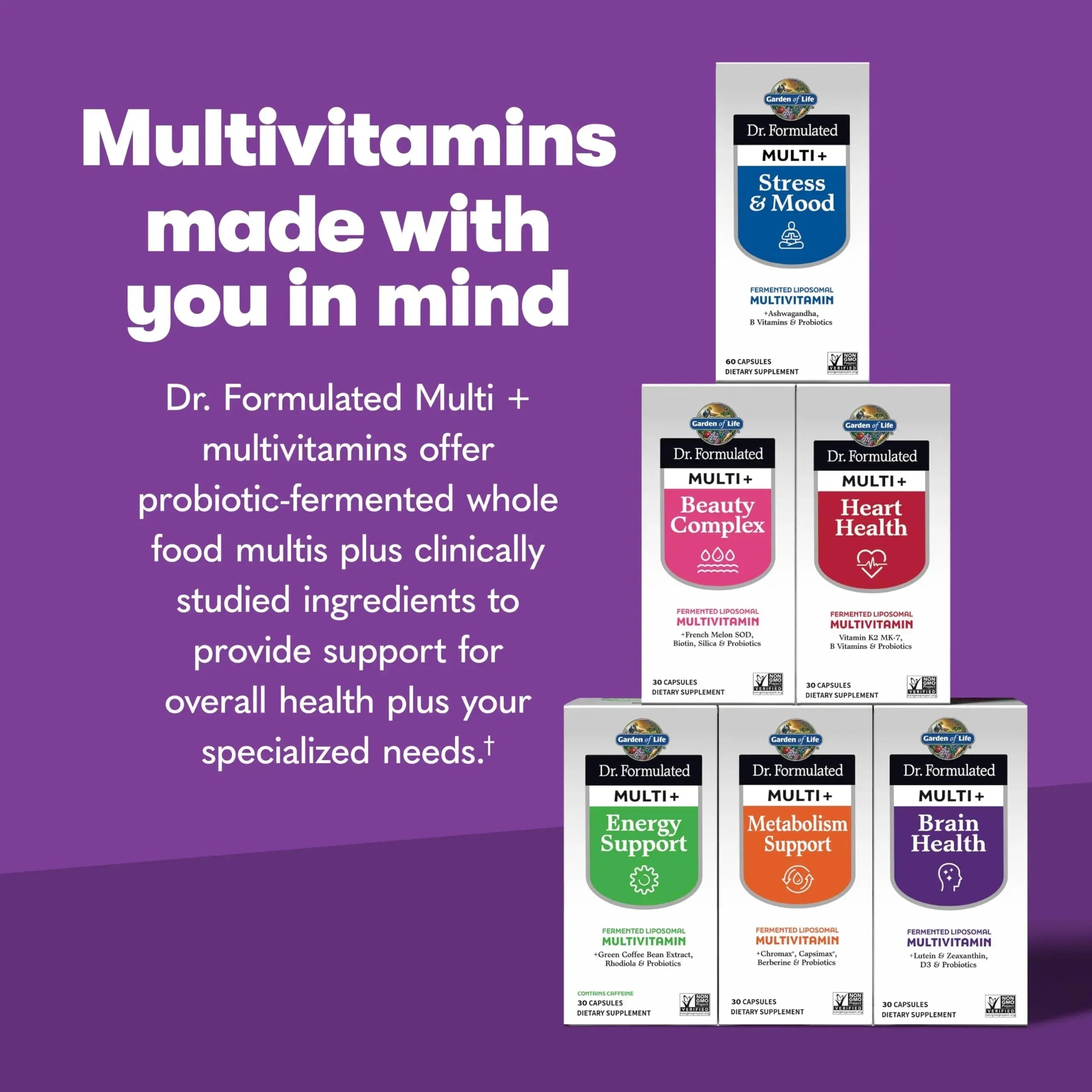 Garden of Life Dr Formulated Multi+ Brain Health, Fermented Liposomal Multivitamin + Lutein & Zeaxanthin, Vitamin D3 & Probiotics Garden of Life Au supplements