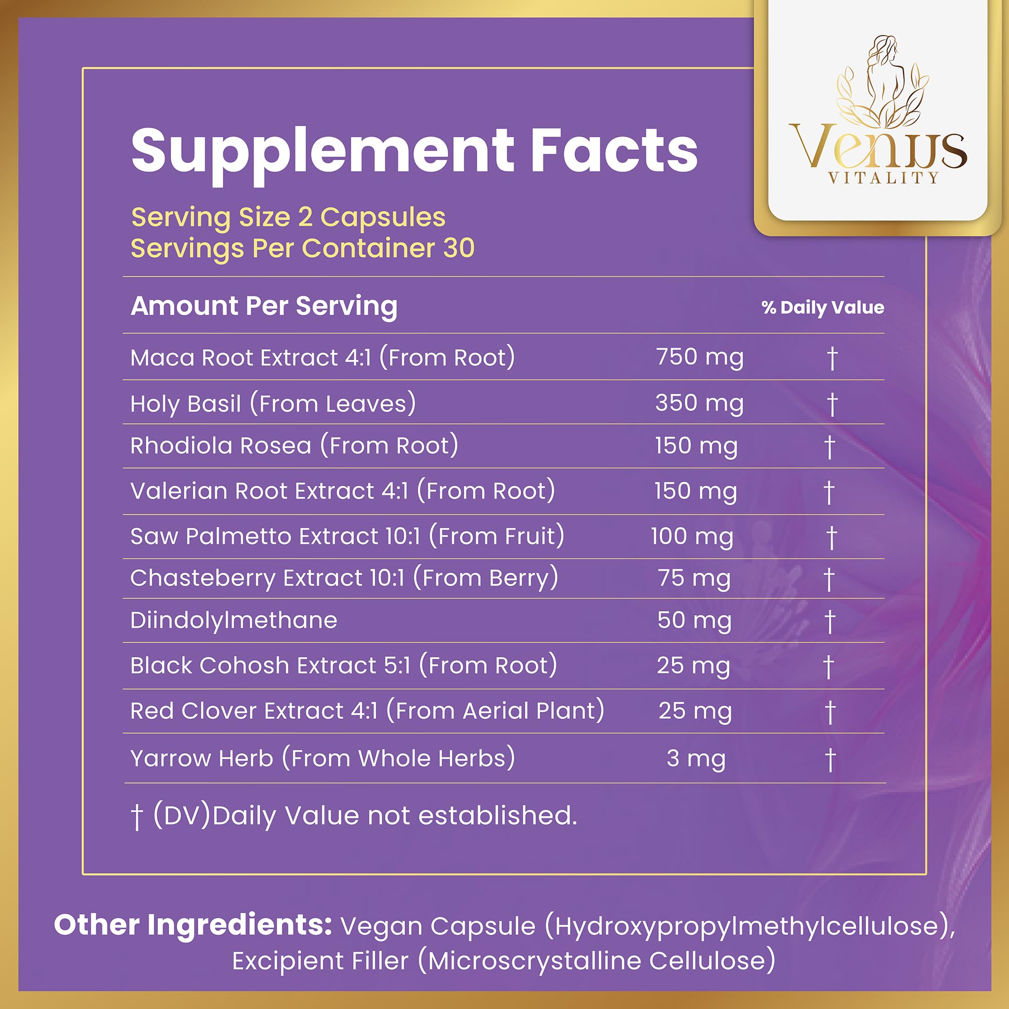 Menopause Supplements for Women - Female Hormone Balance & Immune Support - Mood Swings & Restful Sleep - Valerian Root & Saw Palmetto - Black Cohosh for Menopause Hot Flashes Relief - 60 Capsules Venus Vitality Au supplements