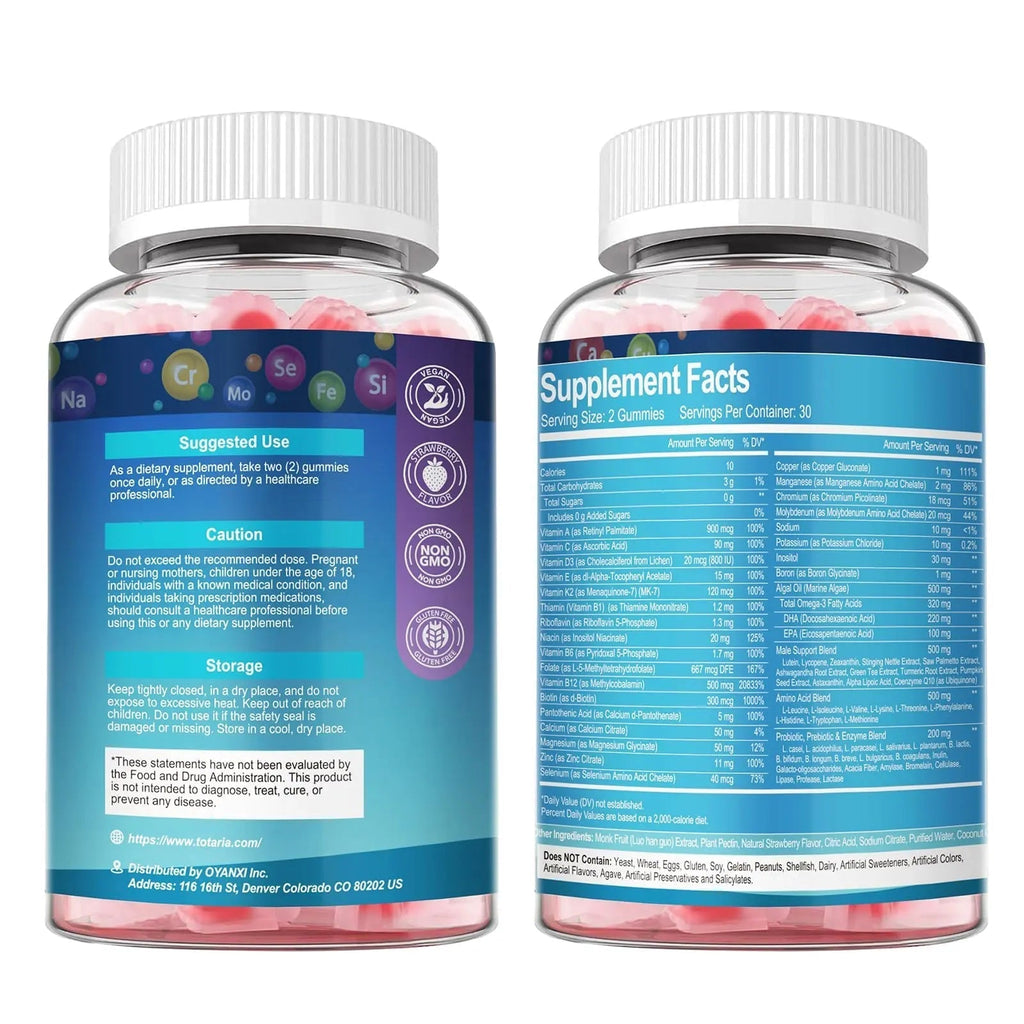 Totaria Sugar Free Multivitamin for Men with Omega 3, Probiotics, Mens Multivitamins Gummies w/Methylated B Complex Totaria Au supplements