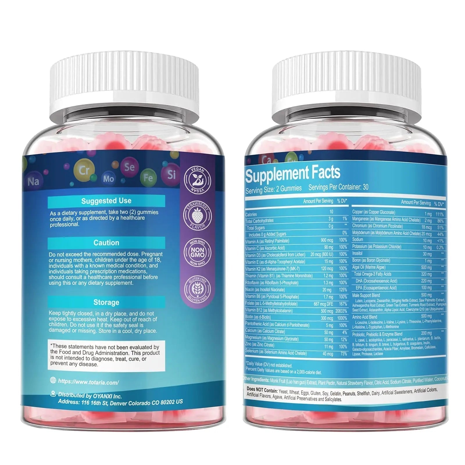 Totaria Sugar Free Multivitamin for Men with Omega 3, Probiotics, Mens Multivitamins Gummies w/Methylated B Complex Totaria Au supplements