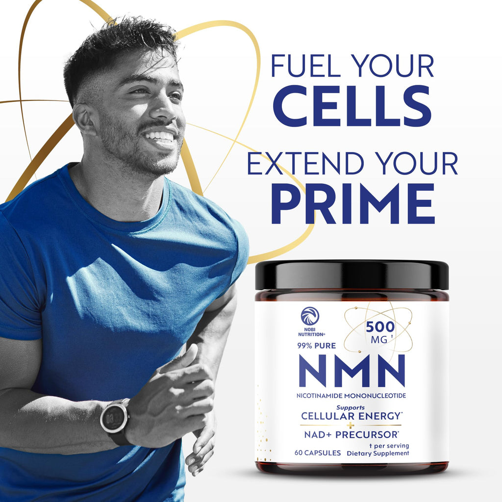 NMN Supplement 500mg | 99% Pure | NAD+ Precursor for Cellular Energy, Longevity, Repair, and Healthy Aging Support | Third-Party Tested & Non-GMO | Nicotinamide Mononucleotide | 60 NMN Capsules Nobi Nutrition Au supplements