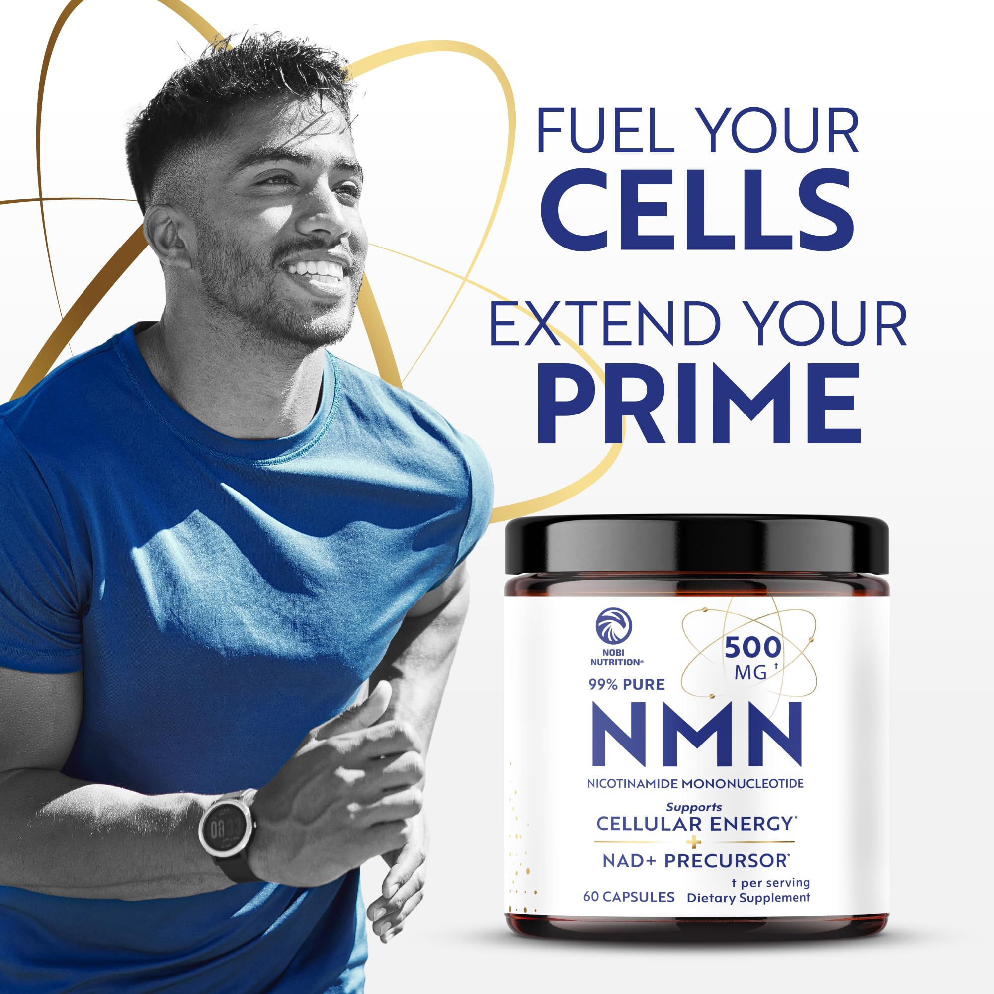NMN Supplement 500mg | 99% Pure | NAD+ Precursor for Cellular Energy, Longevity, Repair, and Healthy Aging Support | Third-Party Tested & Non-GMO | Nicotinamide Mononucleotide | 60 NMN Capsules Nobi Nutrition Au supplements