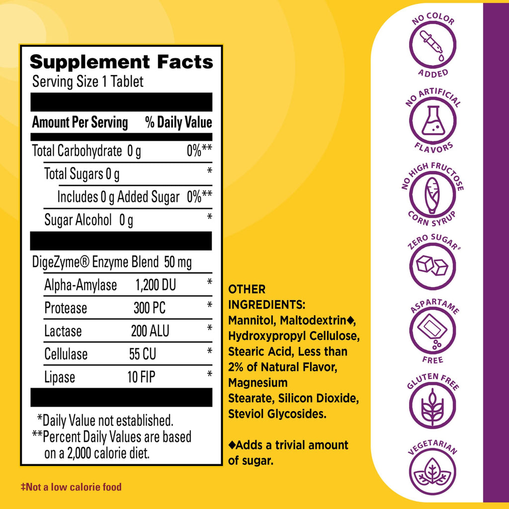 Nature Made Digestive Enzymes 5-in-1 Blend, Digestive Health Support, 90 Chewable Tablets, 30 Day Supply