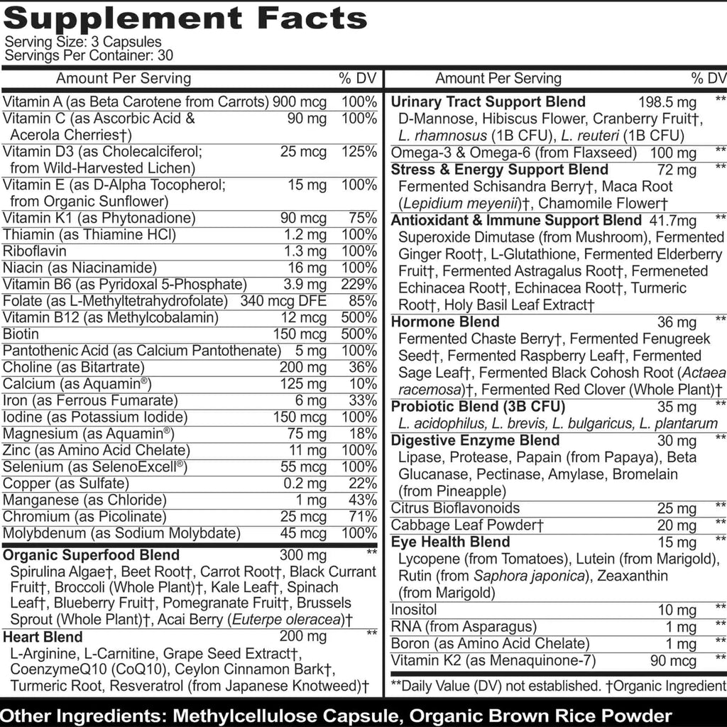 Methylated Multivitamin for Women with Iron - Womens Multivitamin with 44 Organic Whole Food & Fermented Nutrients MoxyVites Au supplements