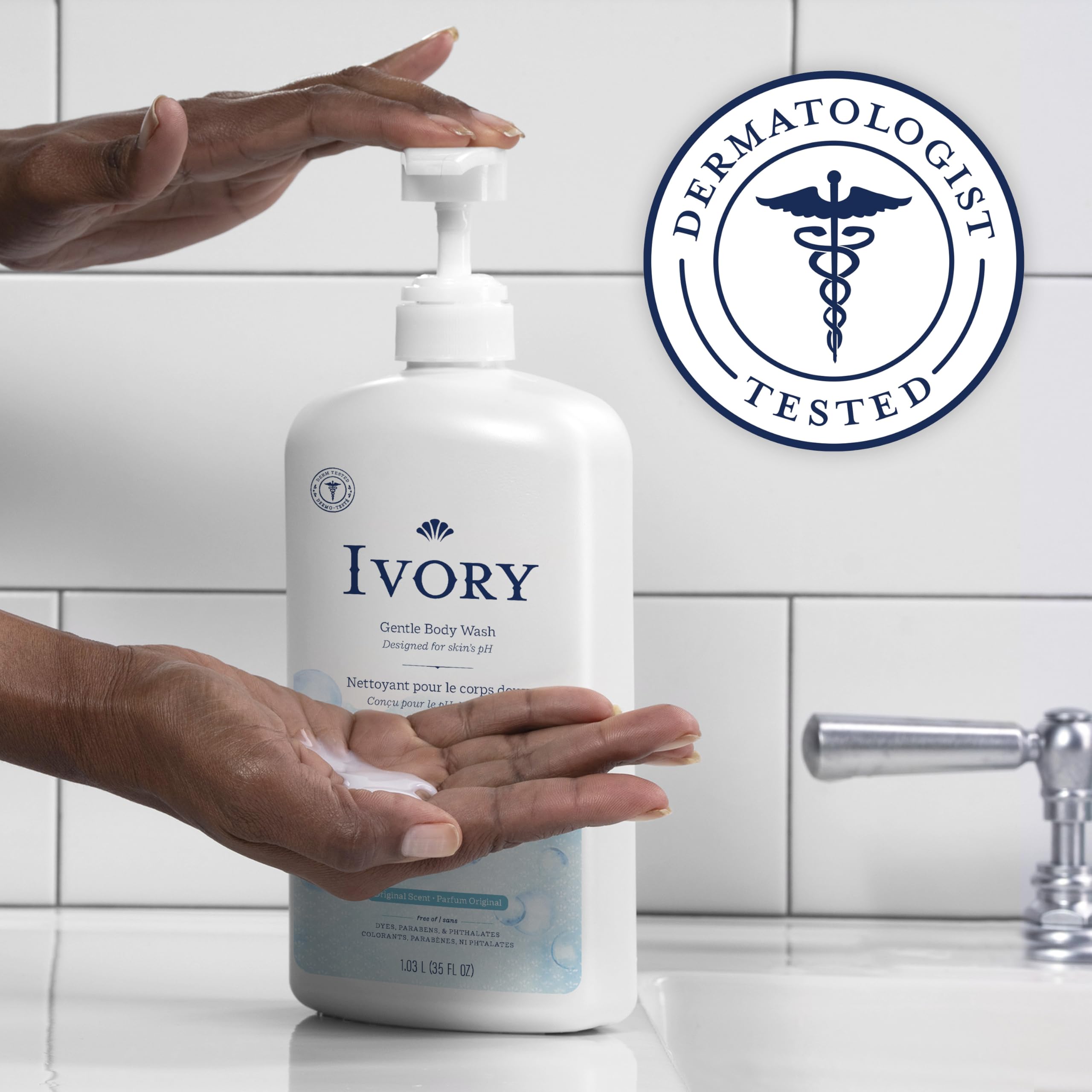 Ivory Body Wash, Designed for the Whole Family, Gentle Formula, Free of Dyes Heavy Perfumes Parabens Phthalates & Silicones