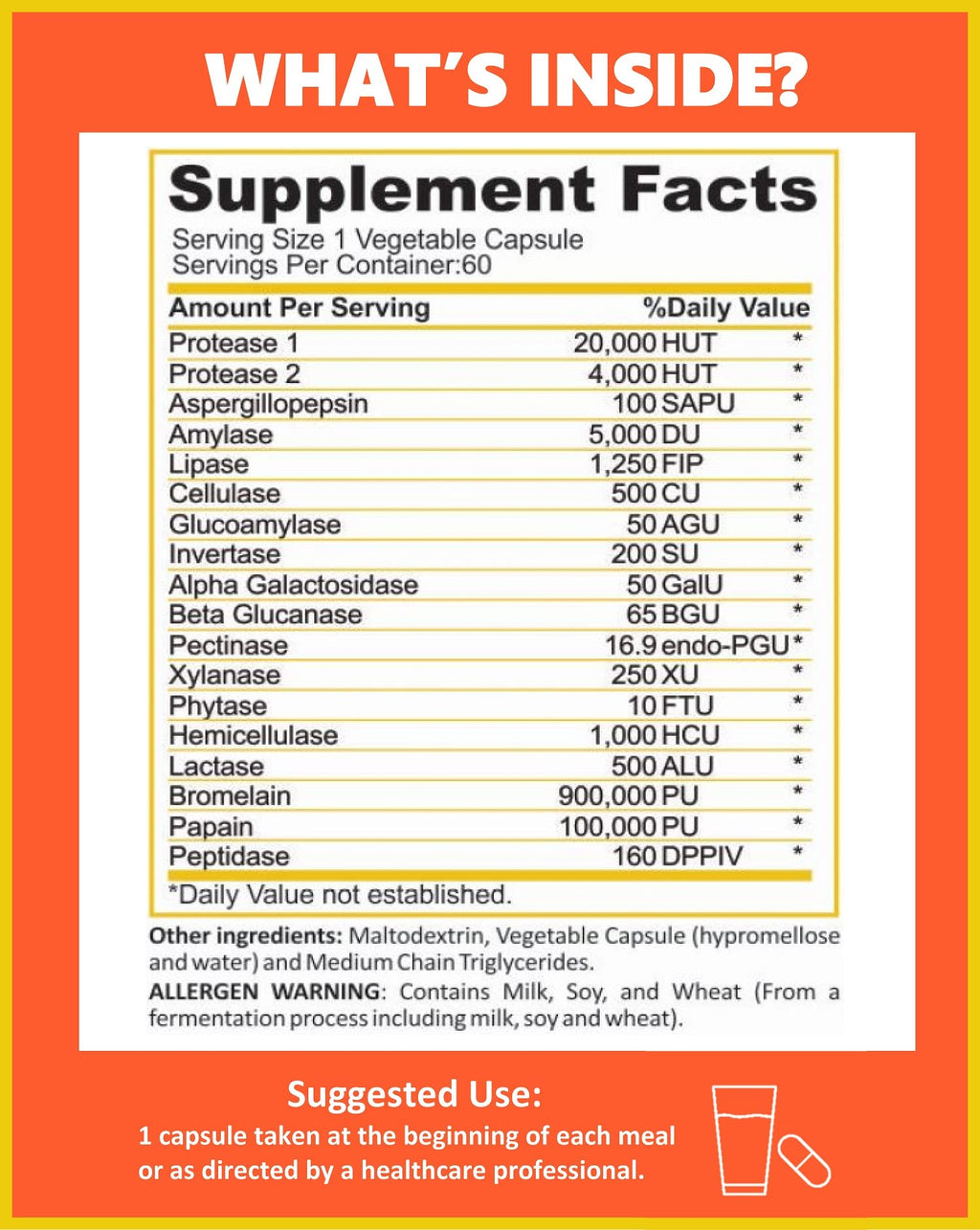 Potent Garden Digestive Enzymes -18 Plant Based Enzymes with amylase lipase bromelain Protease lactase & Other Enzymes - One Pre Meal Pill Supports Healthy