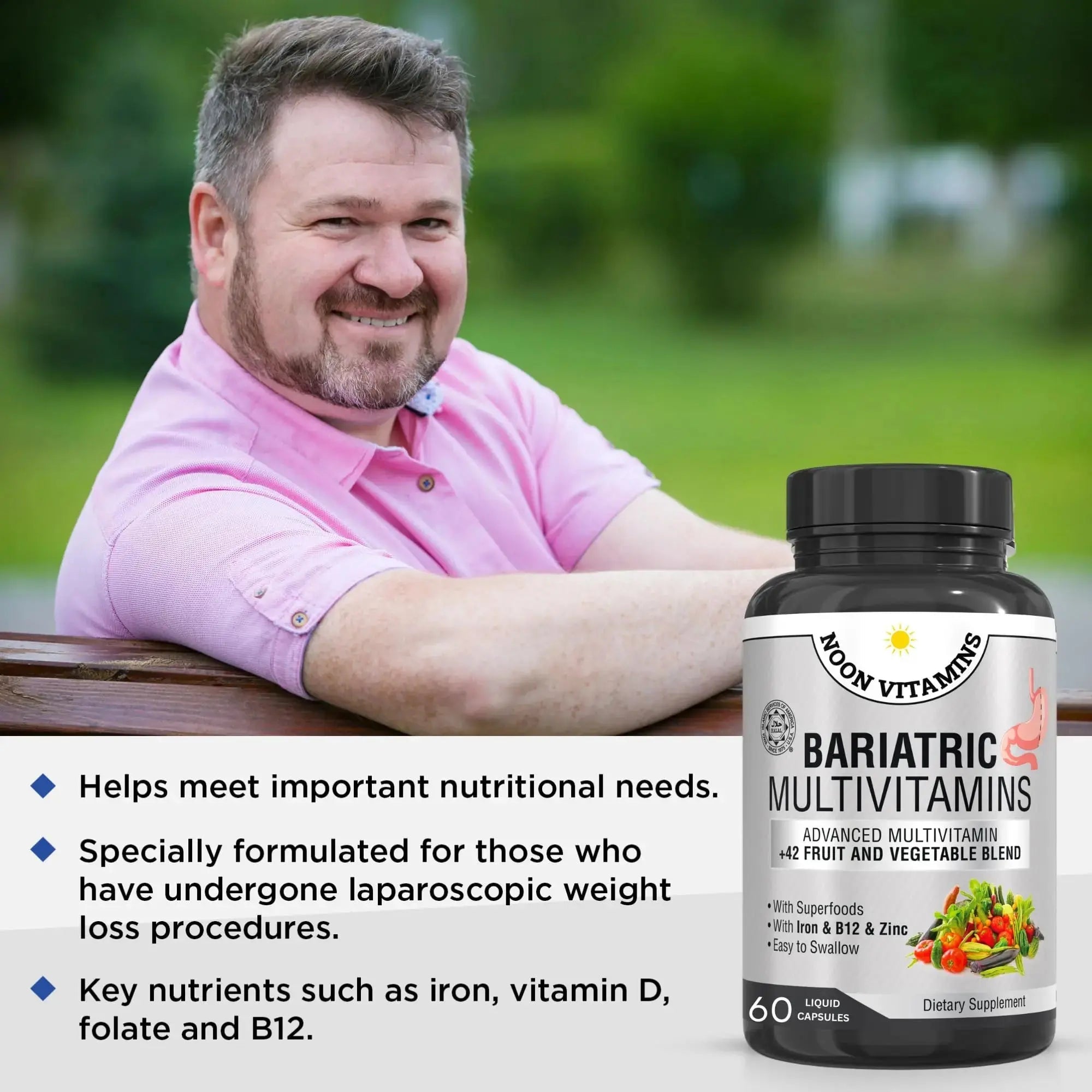 Bariatric Multivitamin with Iron for Women & Men - All-in-One 42 Superfood Blend for Energy & Immune Support - Post-Surgery Recovery NOON VITAMINS Au supplements