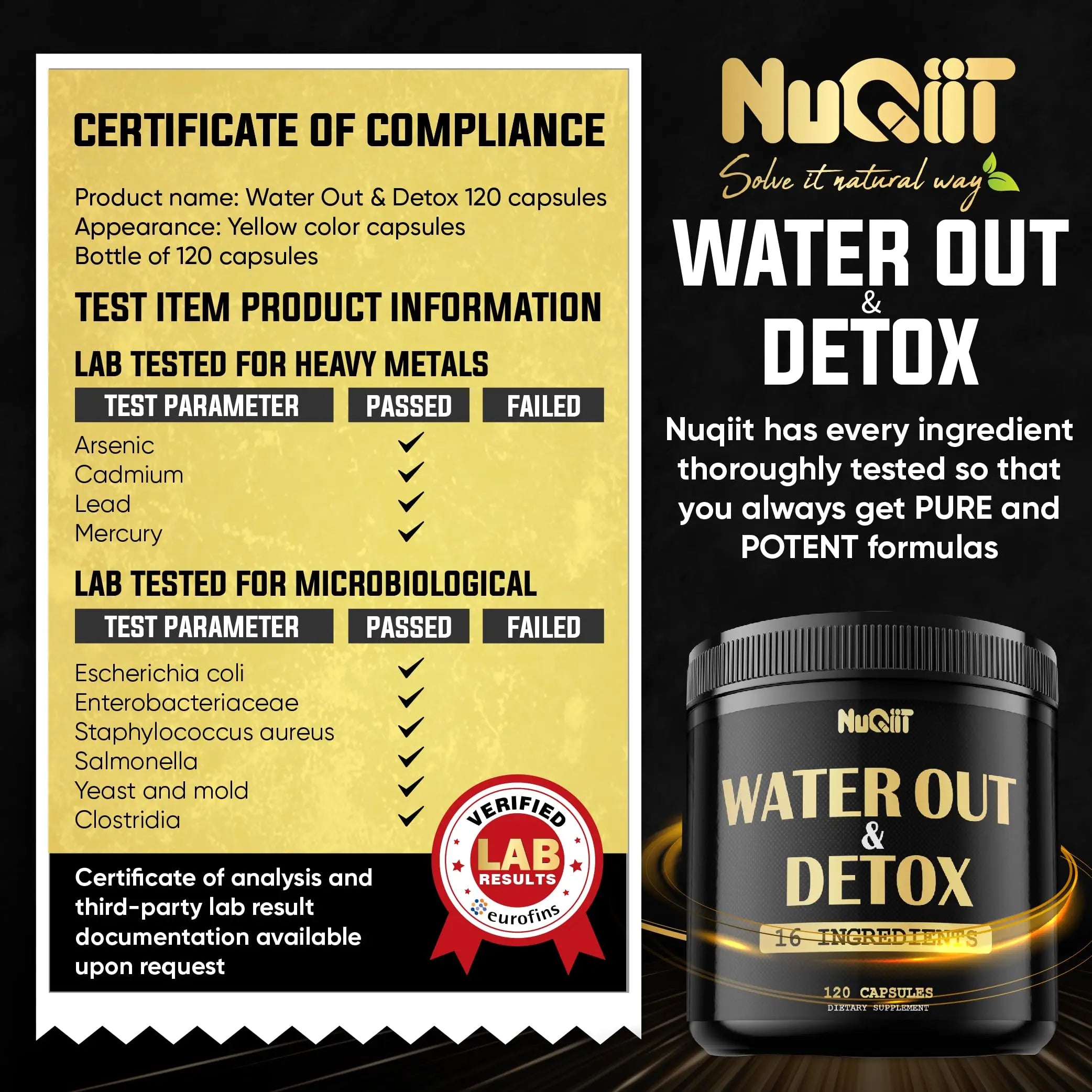 Nuqiit Water Out Supplement with Dandelion Root 12000mg Apple Cider Vinegar 4500mg & More Nuqiit Au supplements