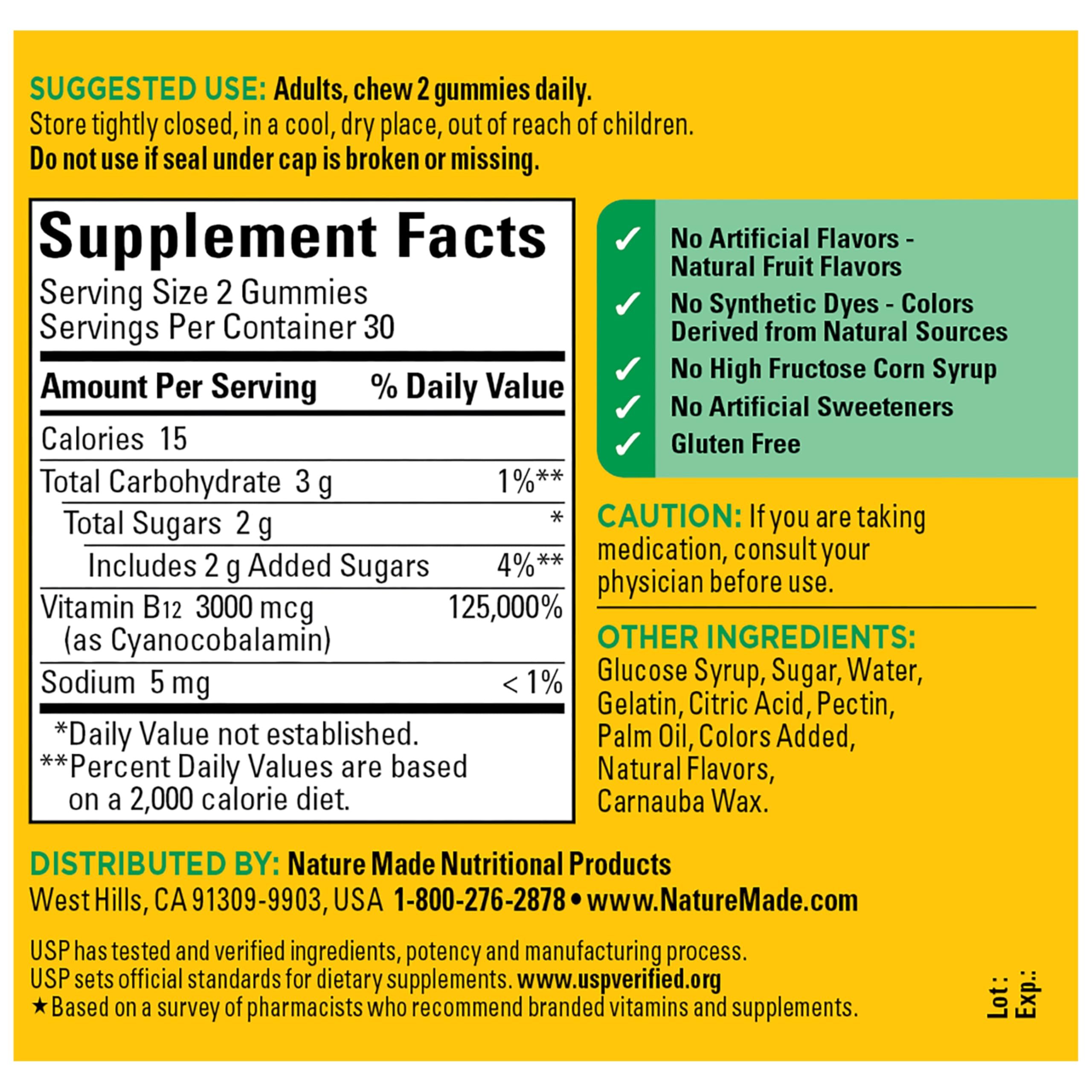 Nature Made Extra Strength Vitamin B12 Gummies 3000 mcg per serving, B12 Vitamins for Energy Metabolism Support, 60 Gummy Vitamins, 30 Day Supply