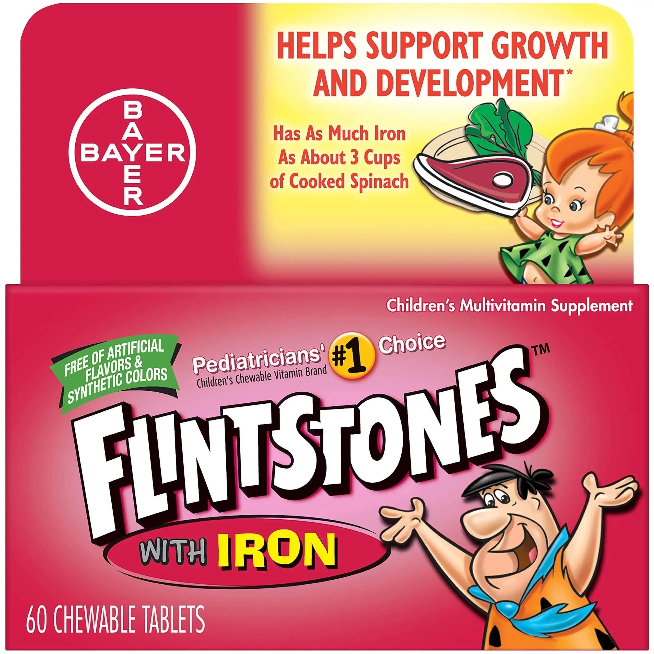 Flintstones Chewable Kids Vitamins with Iron, Multivitamin for Kids & Toddlers with Vitamin D, Vitamin C & more, 60 Count (Pack of 1) Flintstones Vitamins Au supplements
