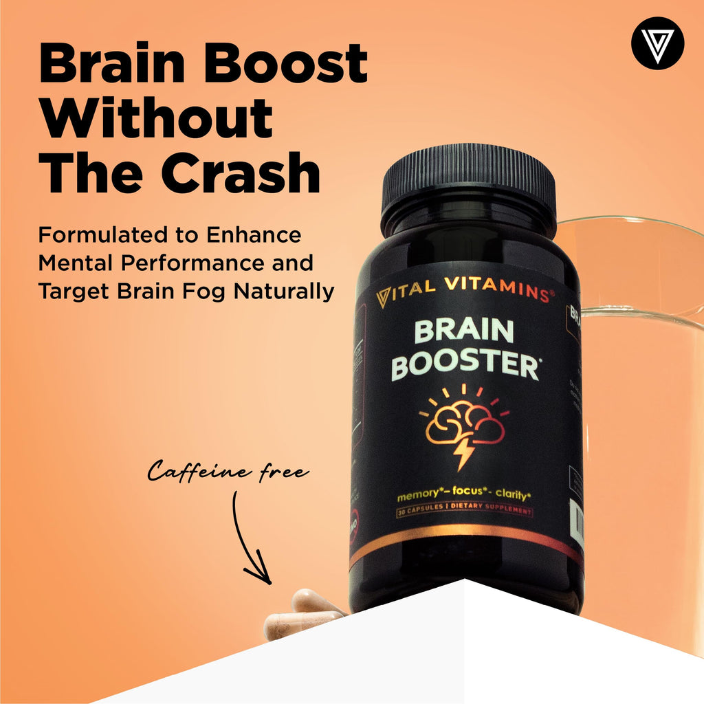 Vital Vitamins Brain Supplements with Bacopa Monnieri - for Memory and Focus – Nootropic Brain Booster - Caffeine-Free Support for Adults & Seniors – Non-GMO, 30-Day Supply, 30 Capsules Vital Vitamins Au supplements