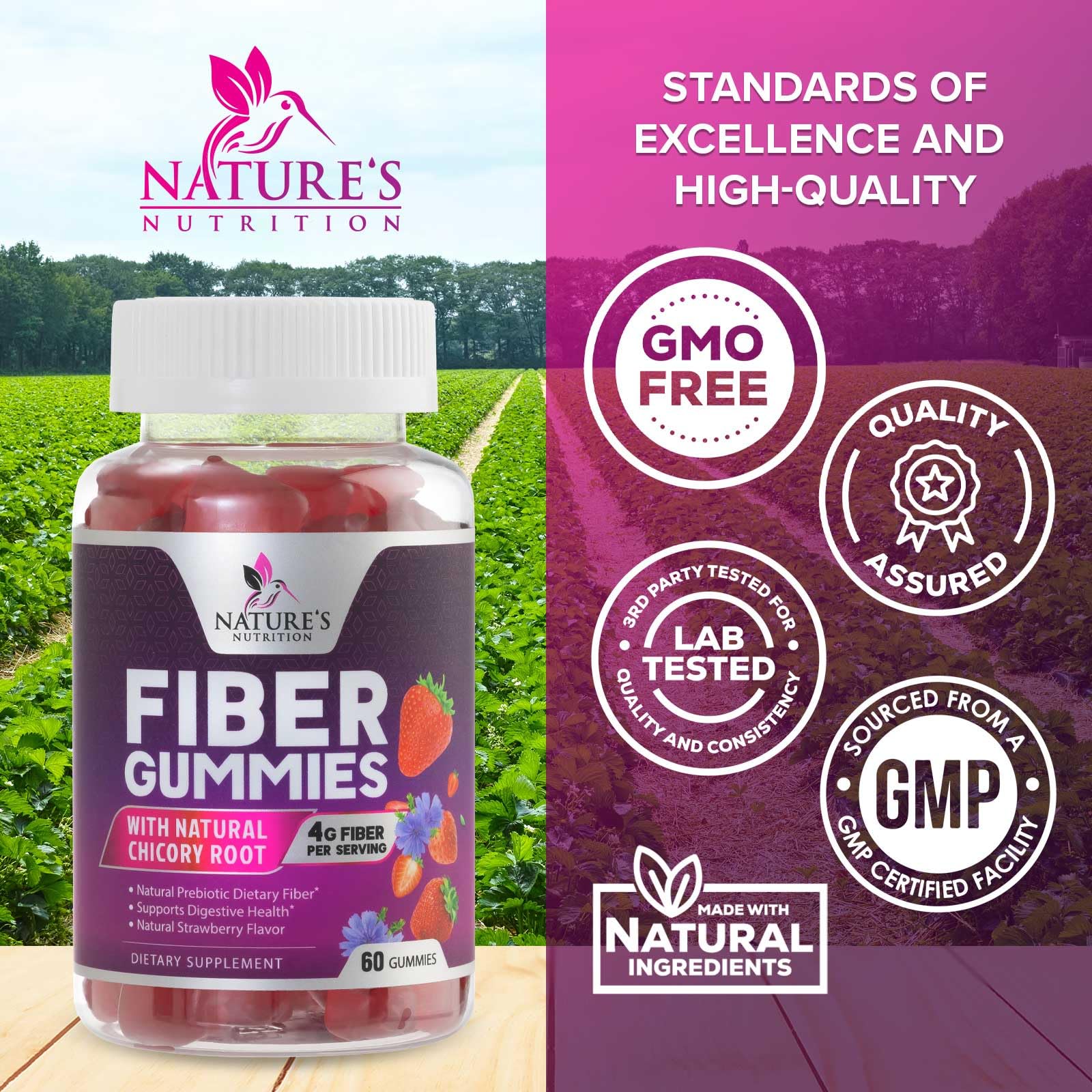 Fiber Gummies for Adults - Soluble Fiber 4g Per Serving - Plant-Based Prebiotic Fiber Supplement for Digestive Health, Gut Health, & Regularity Support - Vegan Gummy