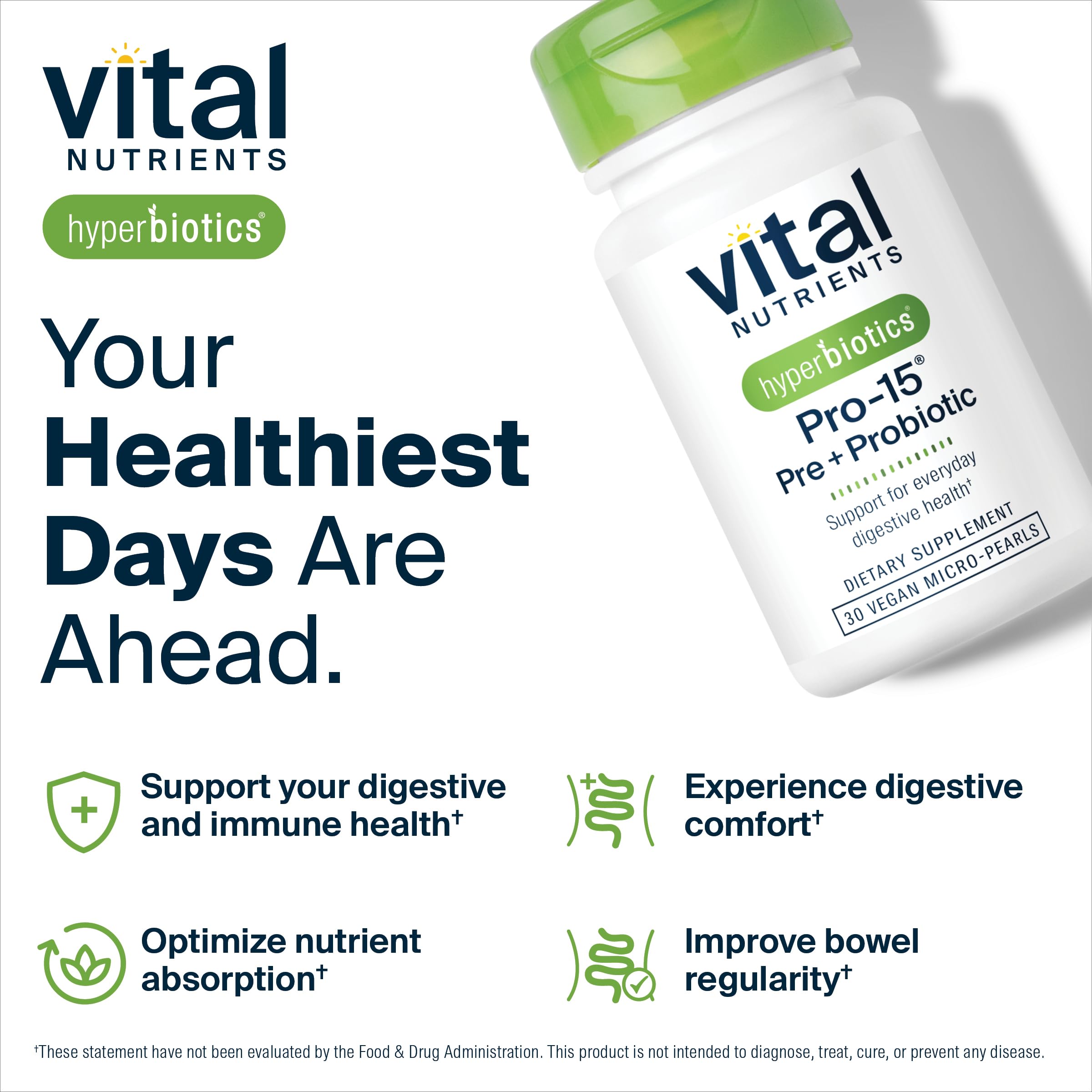 Hyperbiotics Vital Nutrients Pro-15 Prebiotics and Probiotics for Women and Men | 15 Science Backed Strains | Supports Occasional Constipation, Diarrhea, Gas & Bloating | 30 Vegan Time Release Pearls Hyperbiotics Au supplements