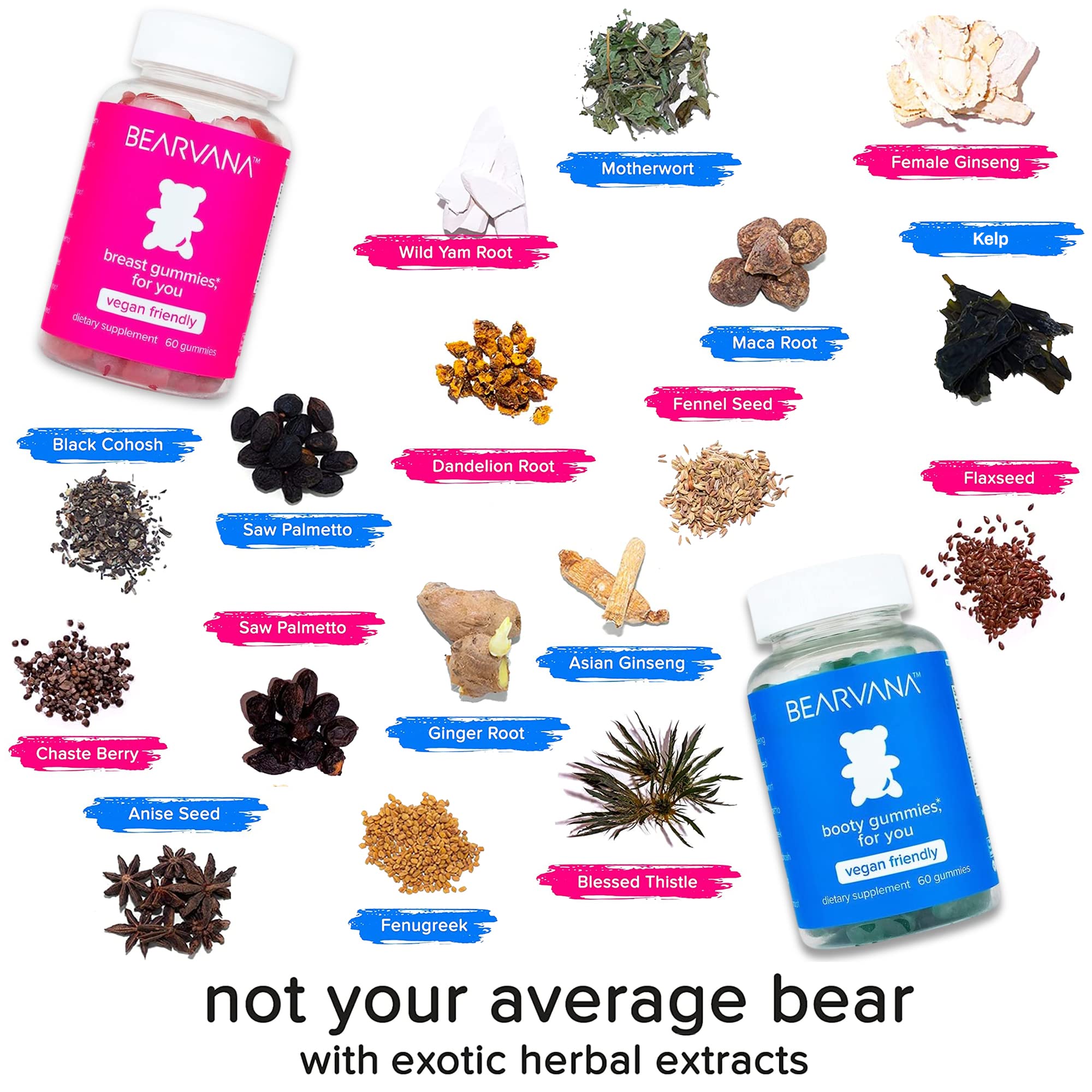 BEARVANA Top & Peach Support Combo Pack Multivitamin Gummies for Women | Includes Herbal Extracts & Essential Vitamins