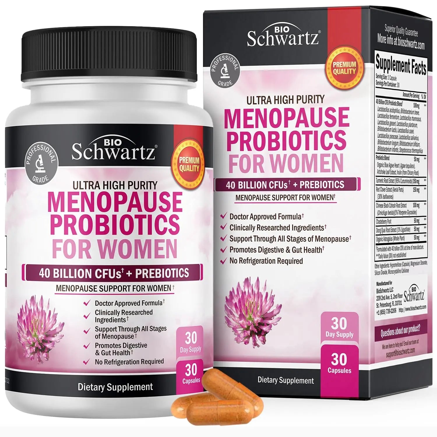 Menopause Support Probiotics for Women - Hot Flashes Night Sweats Mood Swings BioSchwartz Au supplements