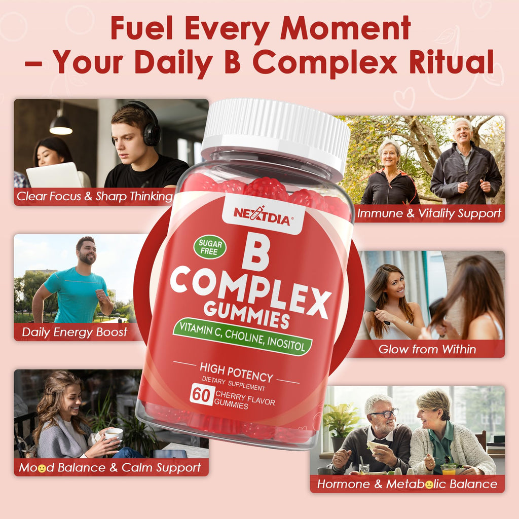 Methylated Vitamin B Complex Gummies 2 Pack, Methyl B12 & Folate with B1, B2, B3, B5, Biotin | Vitamin C, Zinc, Choline & Inositol – B Complex Supplement for Energy