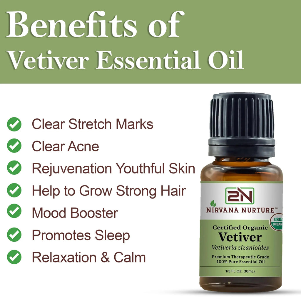 Nirvana Nurture Vetiver Essential Oil USDA Certified Organic 100% Pure Premium Therapeutic Grade Nirvana Nurture Au supplements