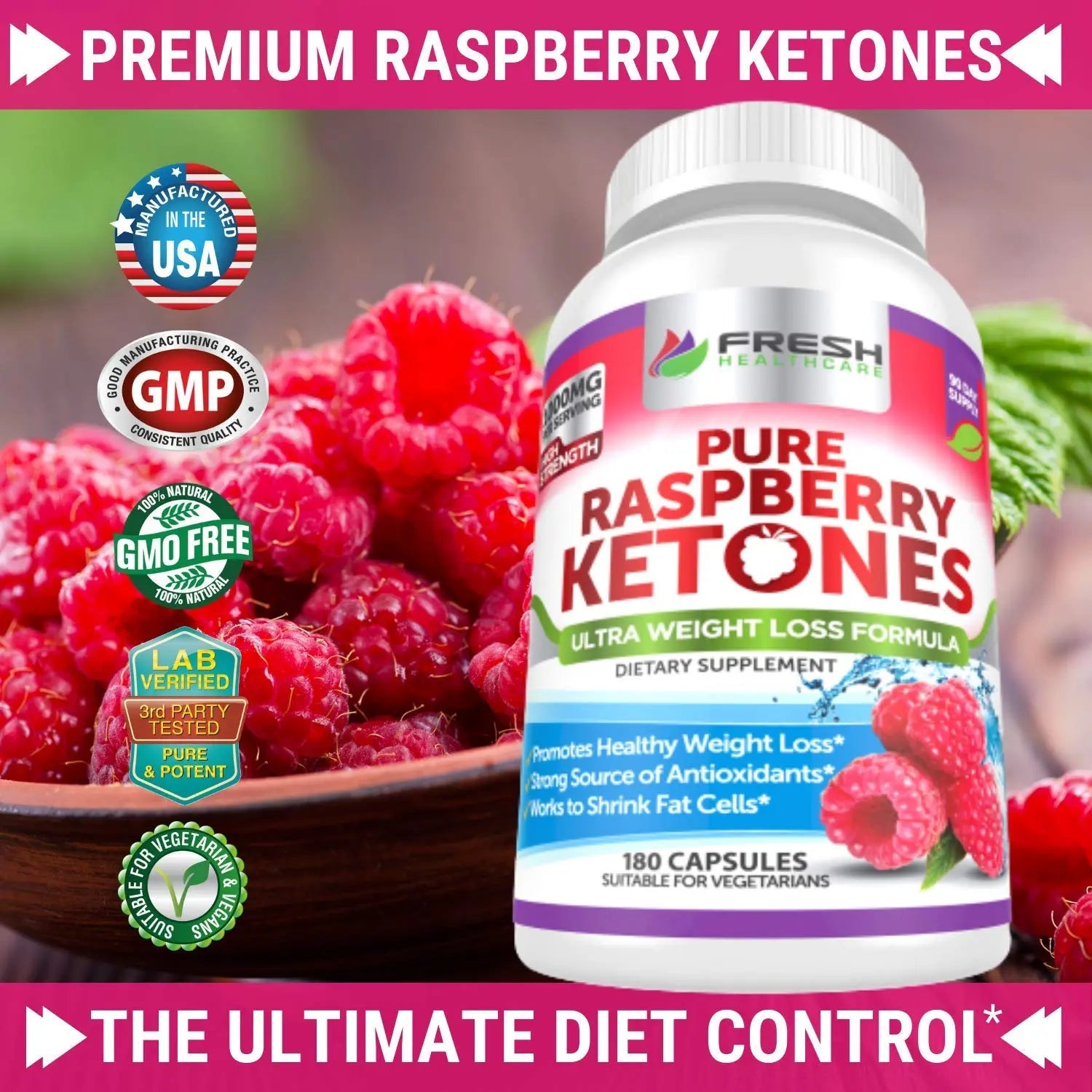 FRESH HEALTHCARE Pure 100% Raspberry Ketones Max 1000mg Per Serving - 3 Month FRESH HEALTHCARE Au supplements